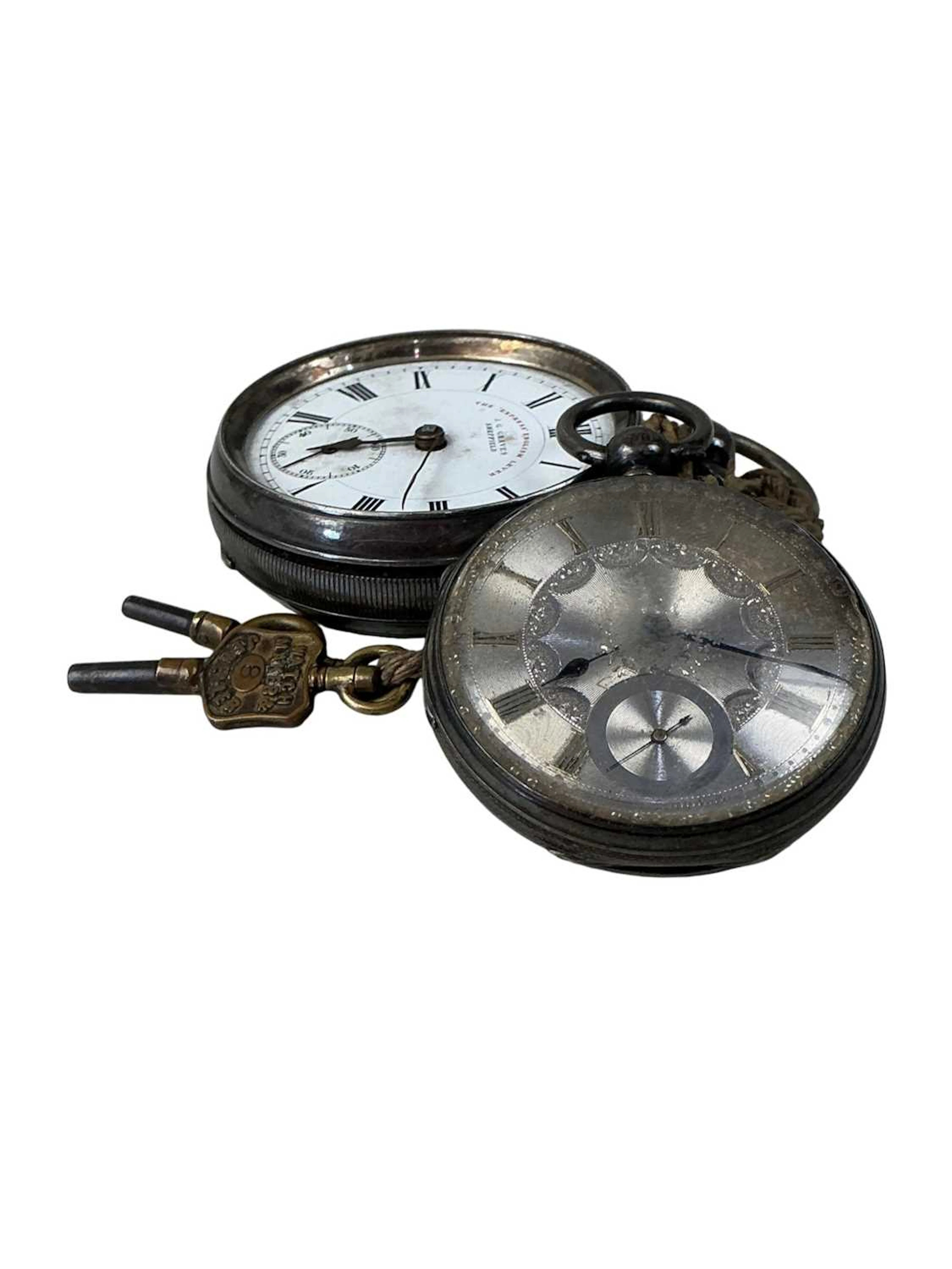 TWO SILVER POCKET WATCHES AND A SOVEREIGN CASE EARLY 20TH CENTURY
