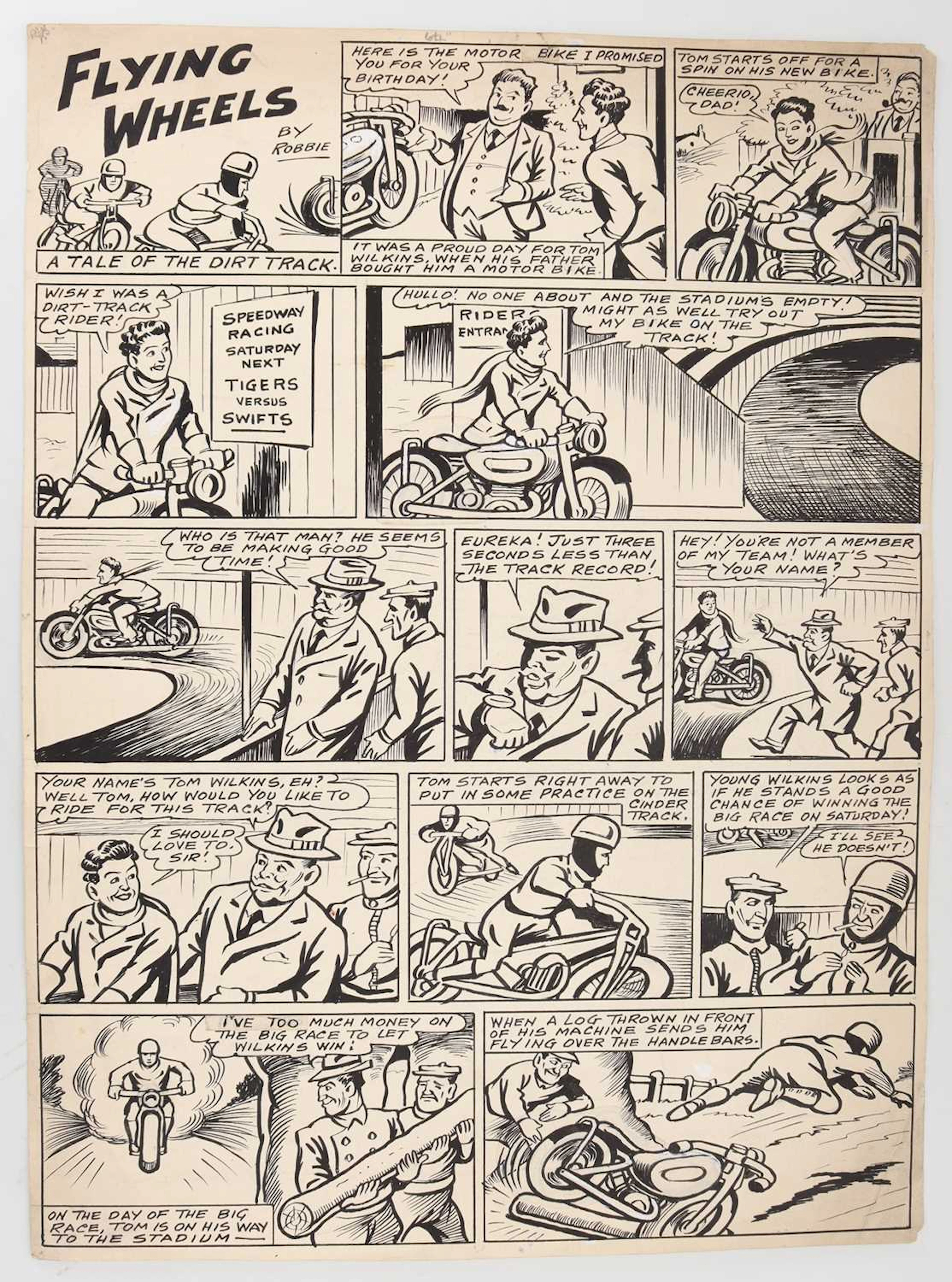 FOUR ORIGINAL BRITISH COMIC ART PAGES CIRCA 1940s-1950s