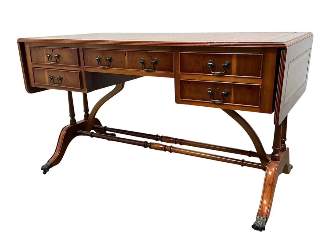 REPRODUCTION YEW WOOD SOFA TABLE MID/LATE 20TH CENTURY