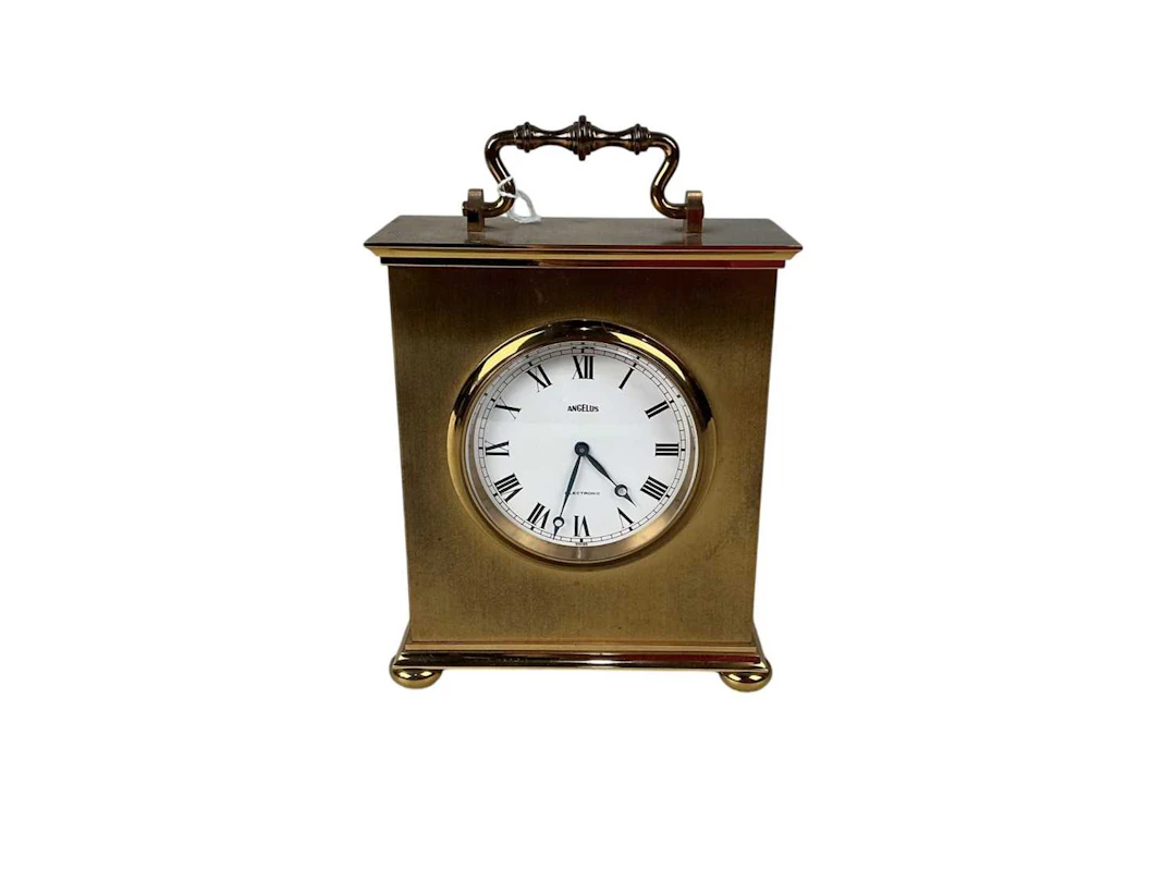 ANGELUS GILT BRASS MANTEL CLOCK MID 20TH CENTURY
