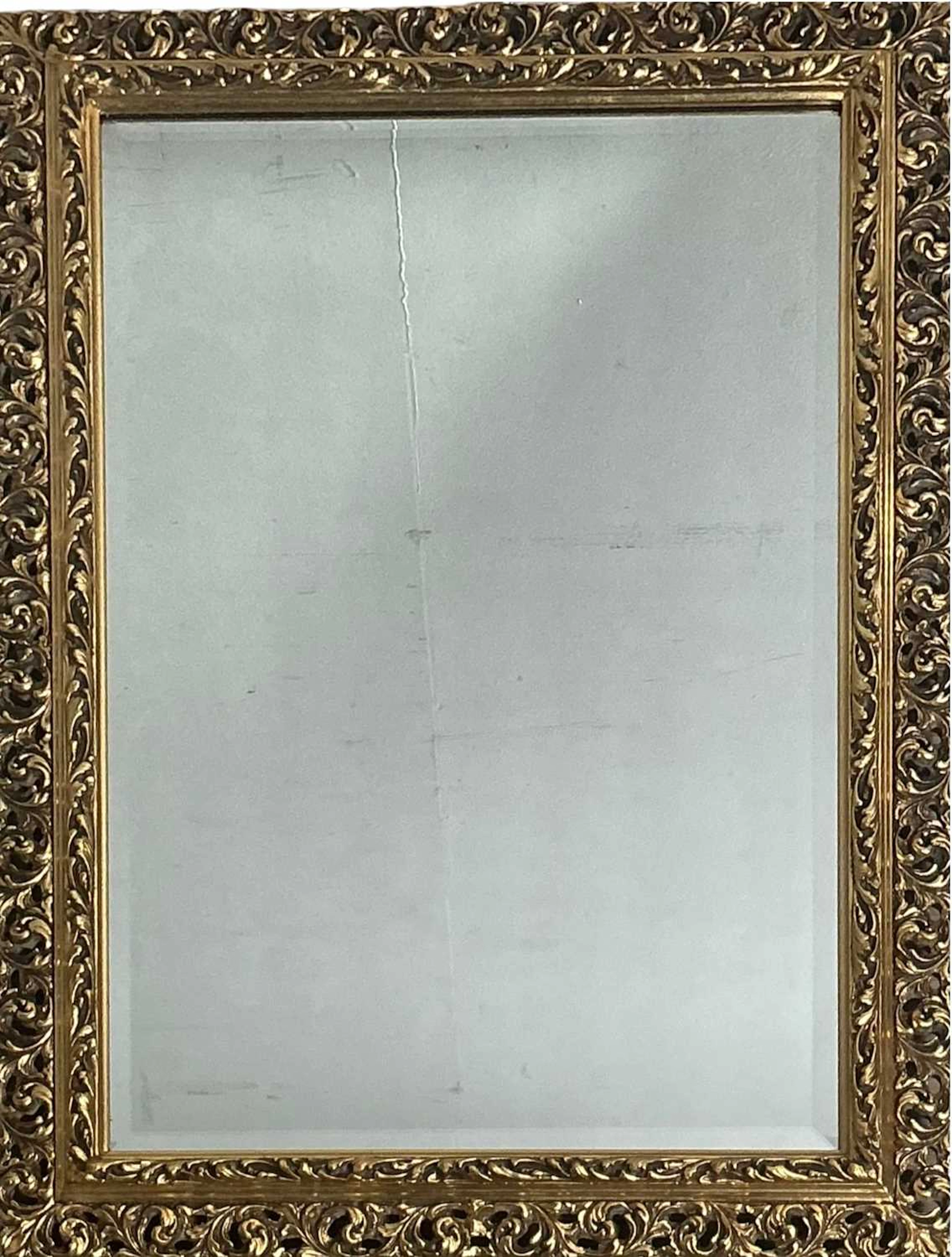 GILT WOOD WALL MIRROR, LATE 20TH CENTURY ALONG WITH TWO OTHER MIRRORS