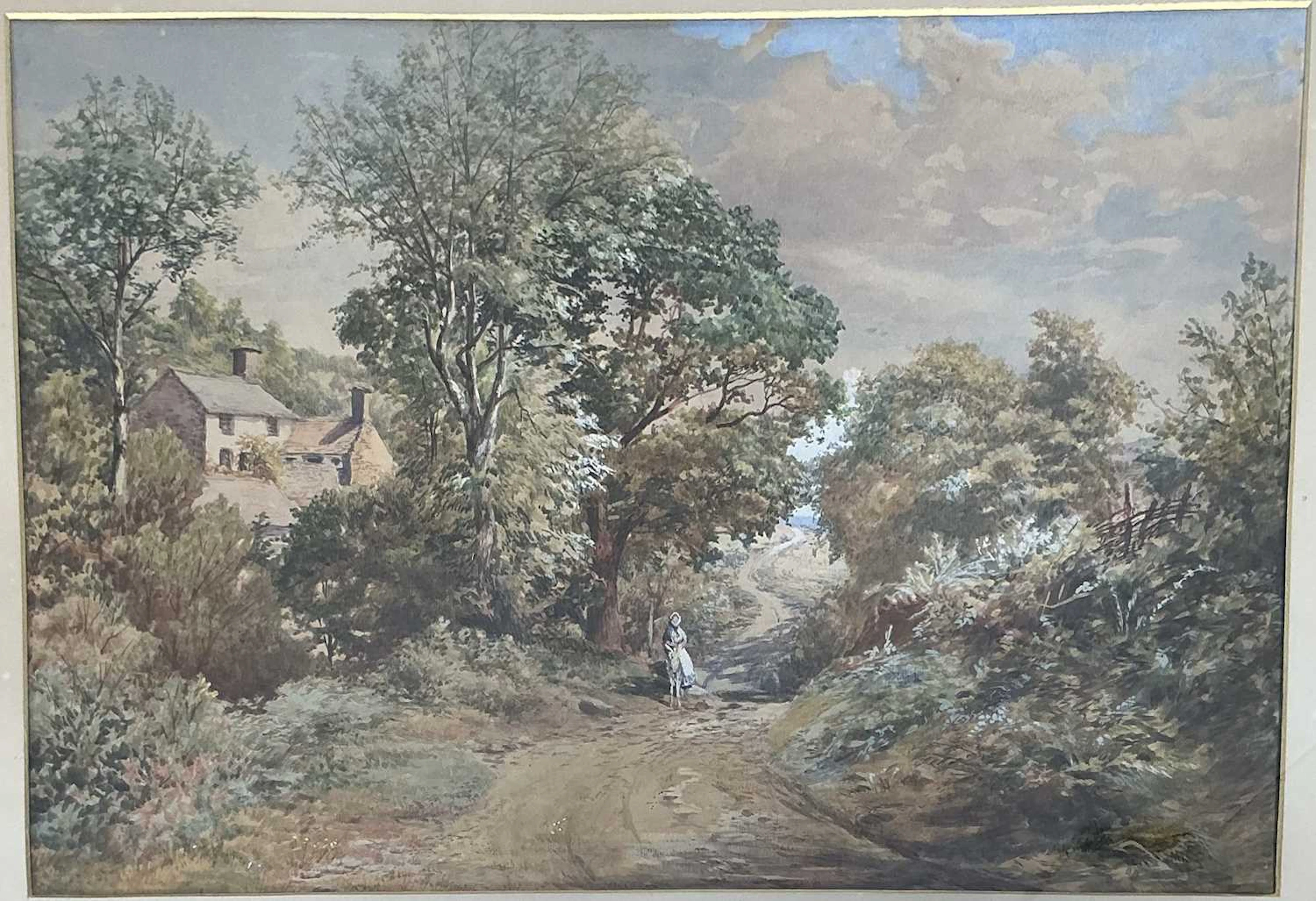 BRITISH SCHOOL, LATE 19TH CENTURY FIGURE ON PATHWAY