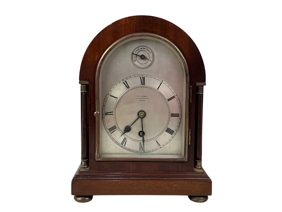 GERMAN MAHOGANY CASED MANTEL CLOCK EARLY 20TH CENTURY