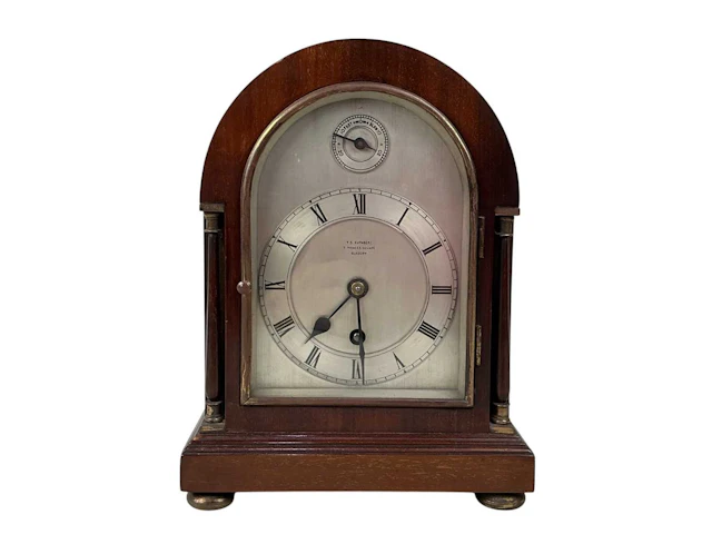 GERMAN MAHOGANY CASED MANTEL CLOCK EARLY 20TH CENTURY