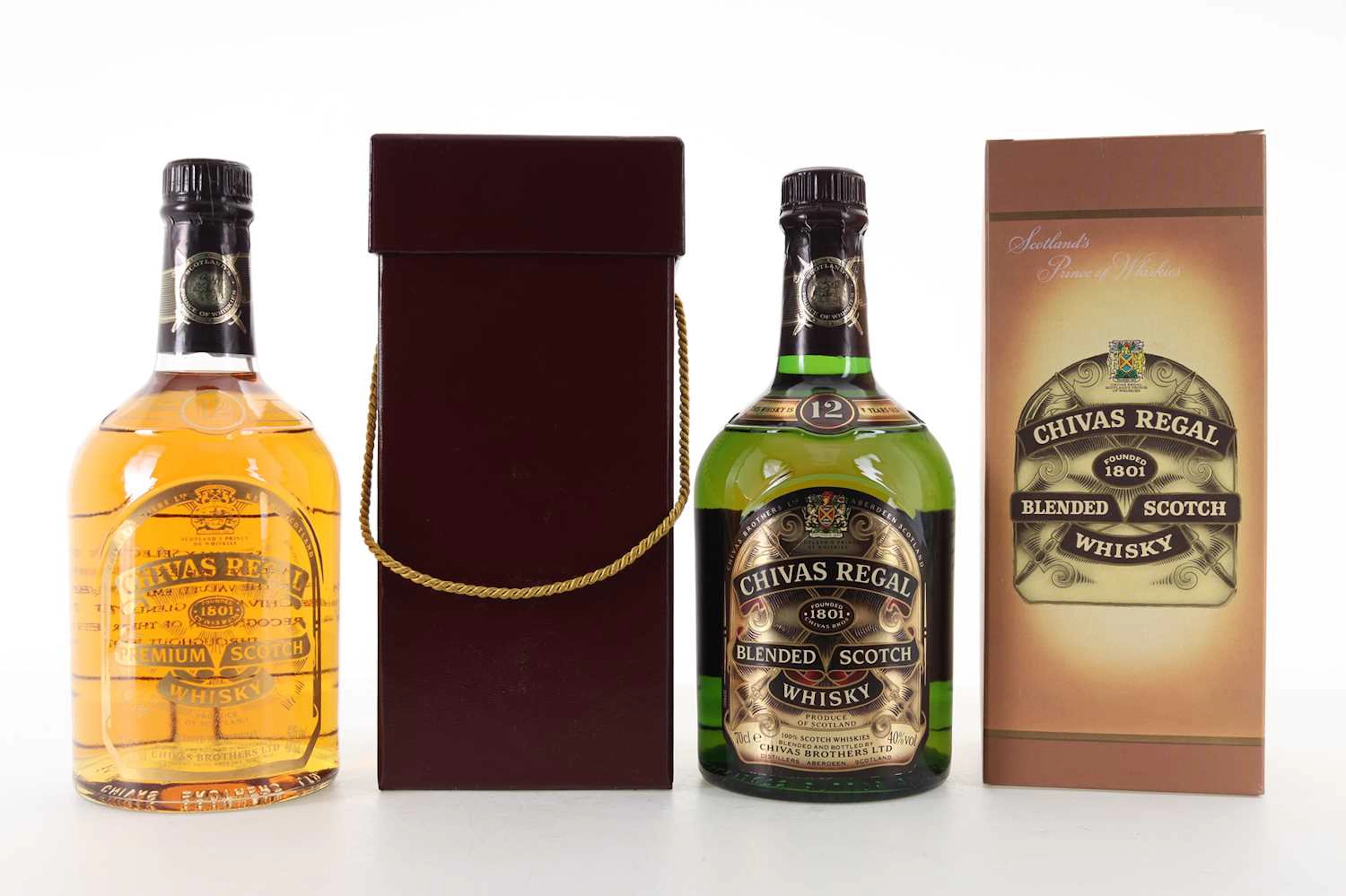 TWO CHIVAS REGAL 12 YEAR OLD STAFF BOTTLINGS BLENDED WHISKY