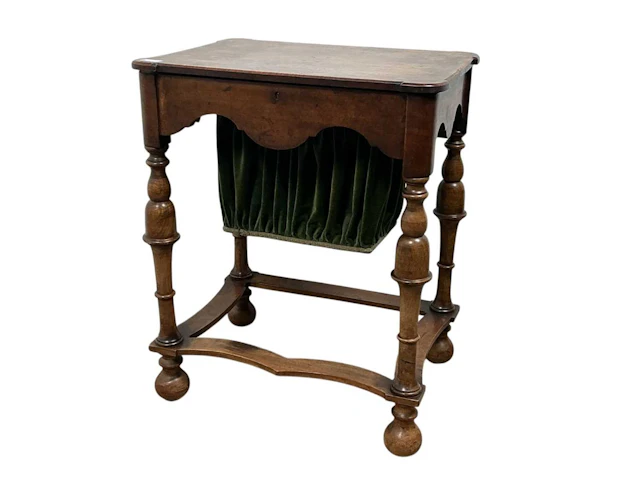 VICTORIAN BURR WOOD SEWING TABLE LATE 19TH CENTURY