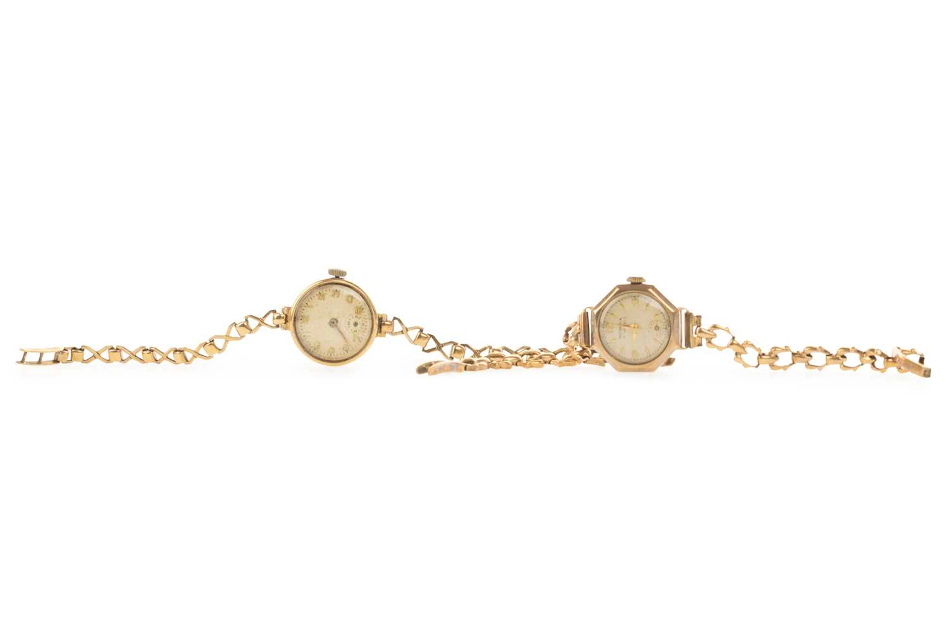 TWO NINE CARAT GOLD MANUAL WIND WRIST WATCHES MID 20TH CENTURY