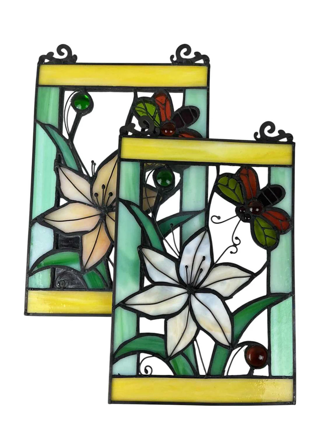 TWO STAINED GLASS PANELS EARLY 21ST CENTURY