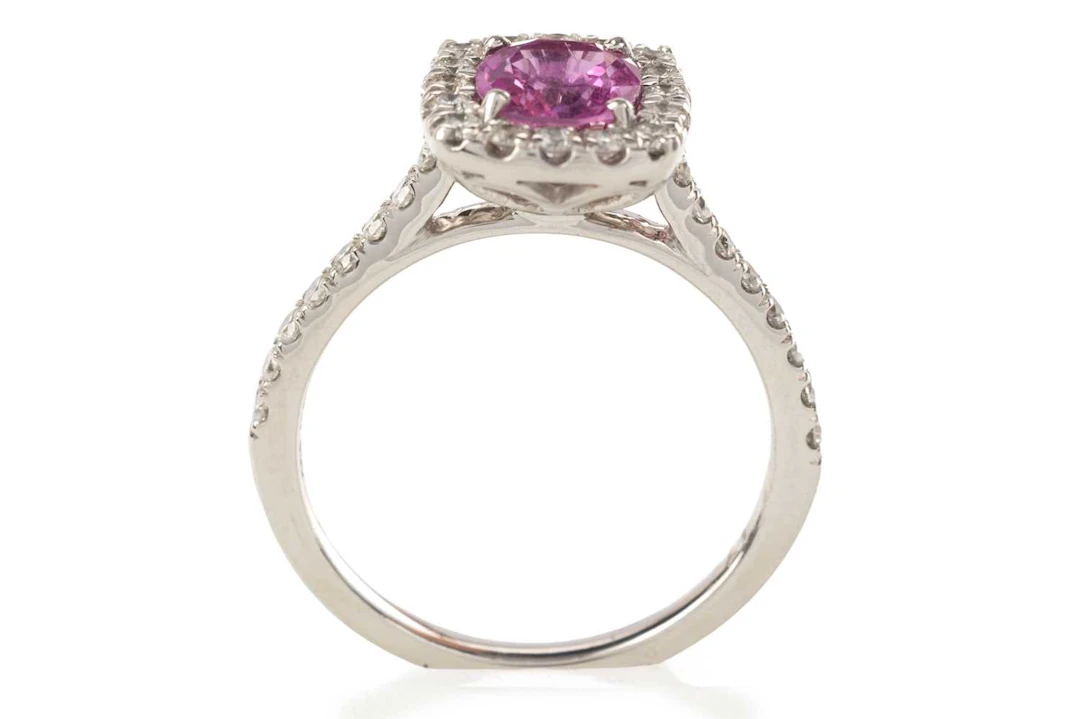 PINK SAPPHIRE AND DIAMOND RING 21ST CENTURY