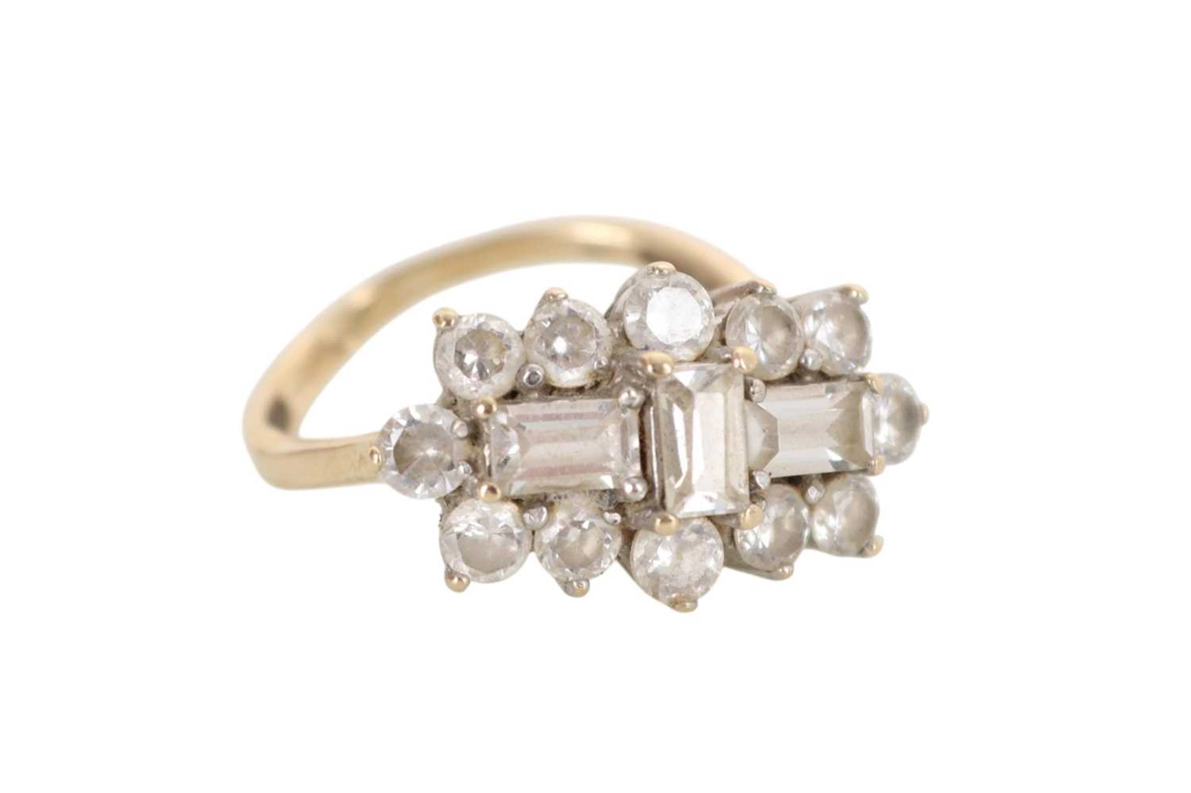 CUBIC ZIRCONIA CLUSTER RING LATE 20TH CENTURY