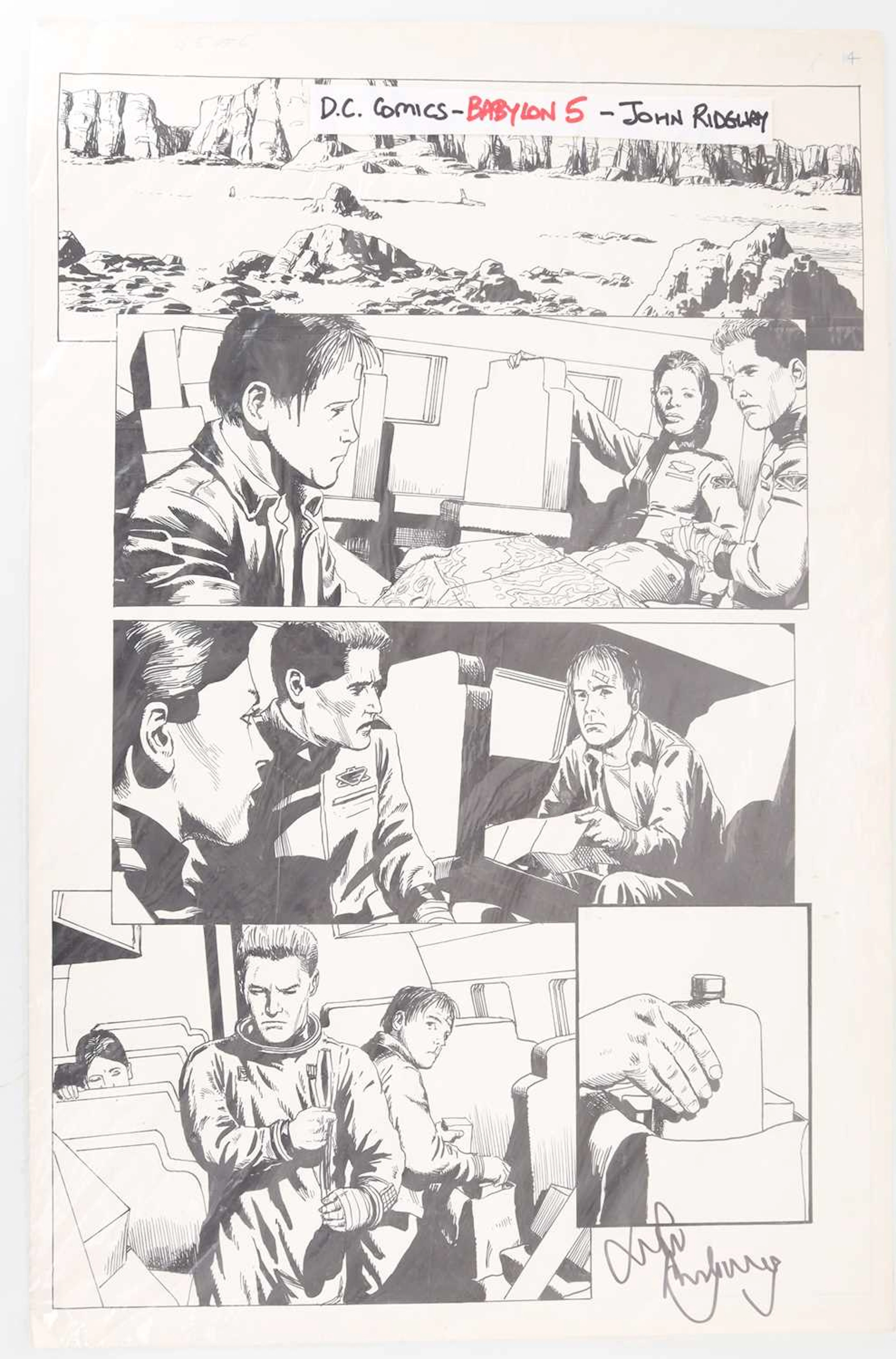 DC-BABYLON 5, ORIGINAL COMIC ARTWORK BY JOHN RIDGWAY(SIGNED) 1995