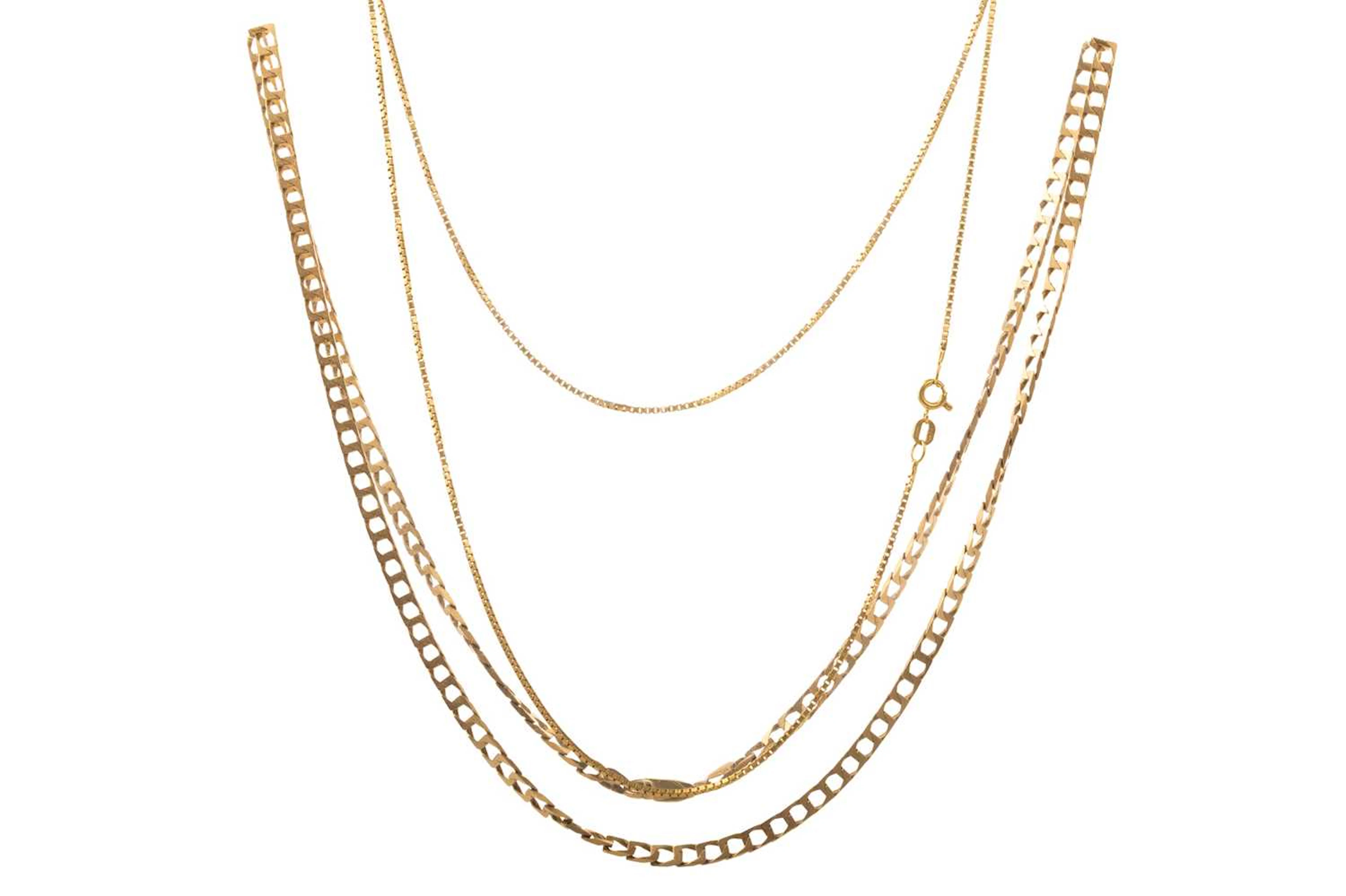 THREE GOLD NECKLACES LATE 20TH CENTURY