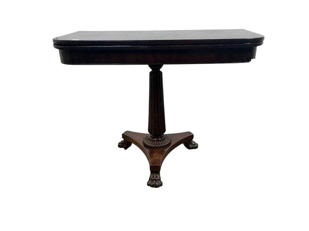 MAHOGANY TURNOVER TEA TABLE LATE 19TH CENTURY