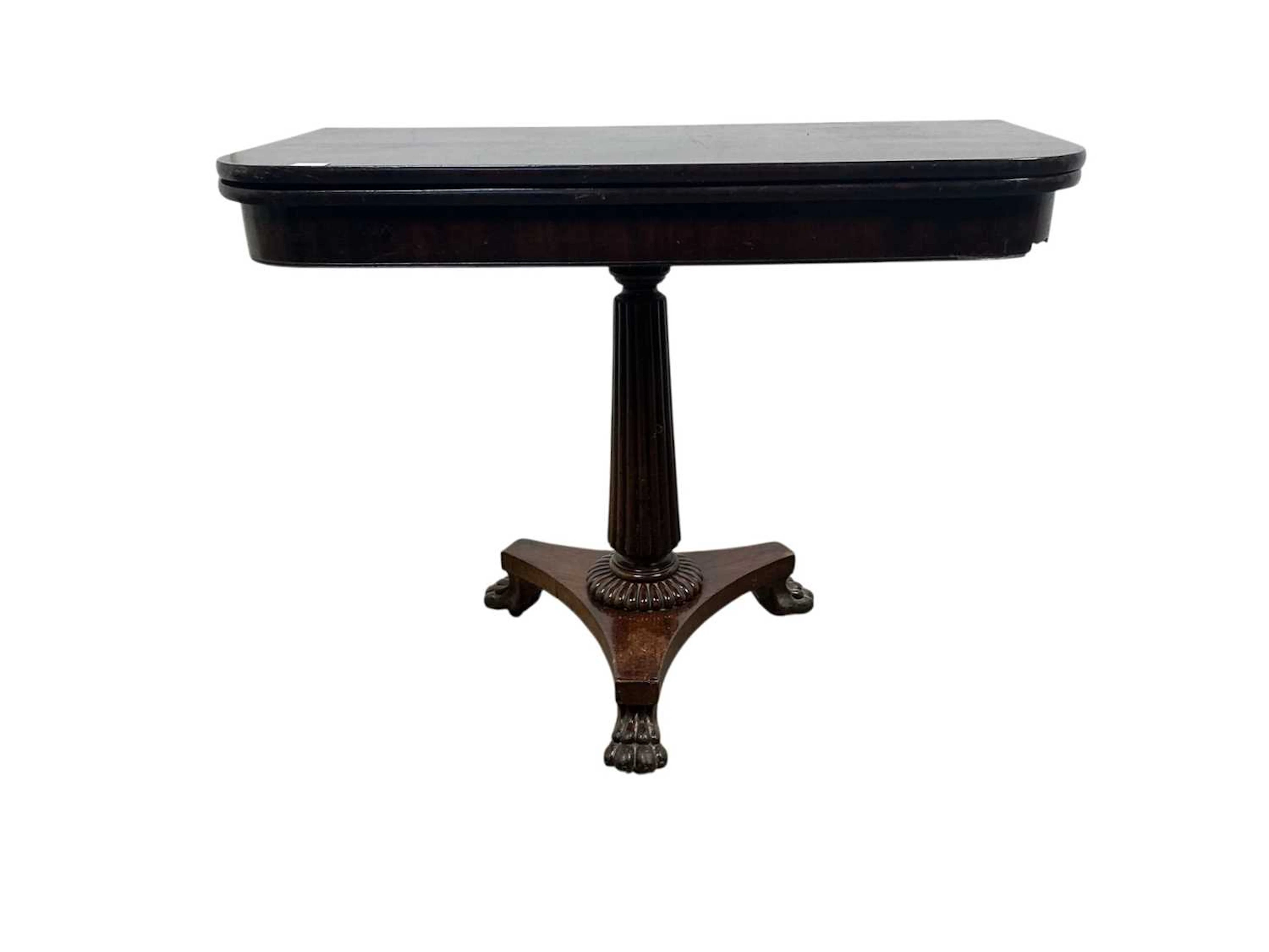 MAHOGANY TURNOVER TEA TABLE LATE 19TH CENTURY