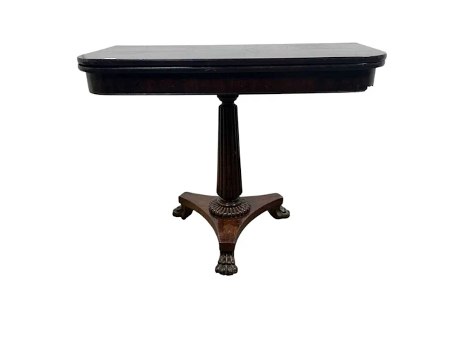 MAHOGANY TURNOVER TEA TABLE LATE 19TH CENTURY