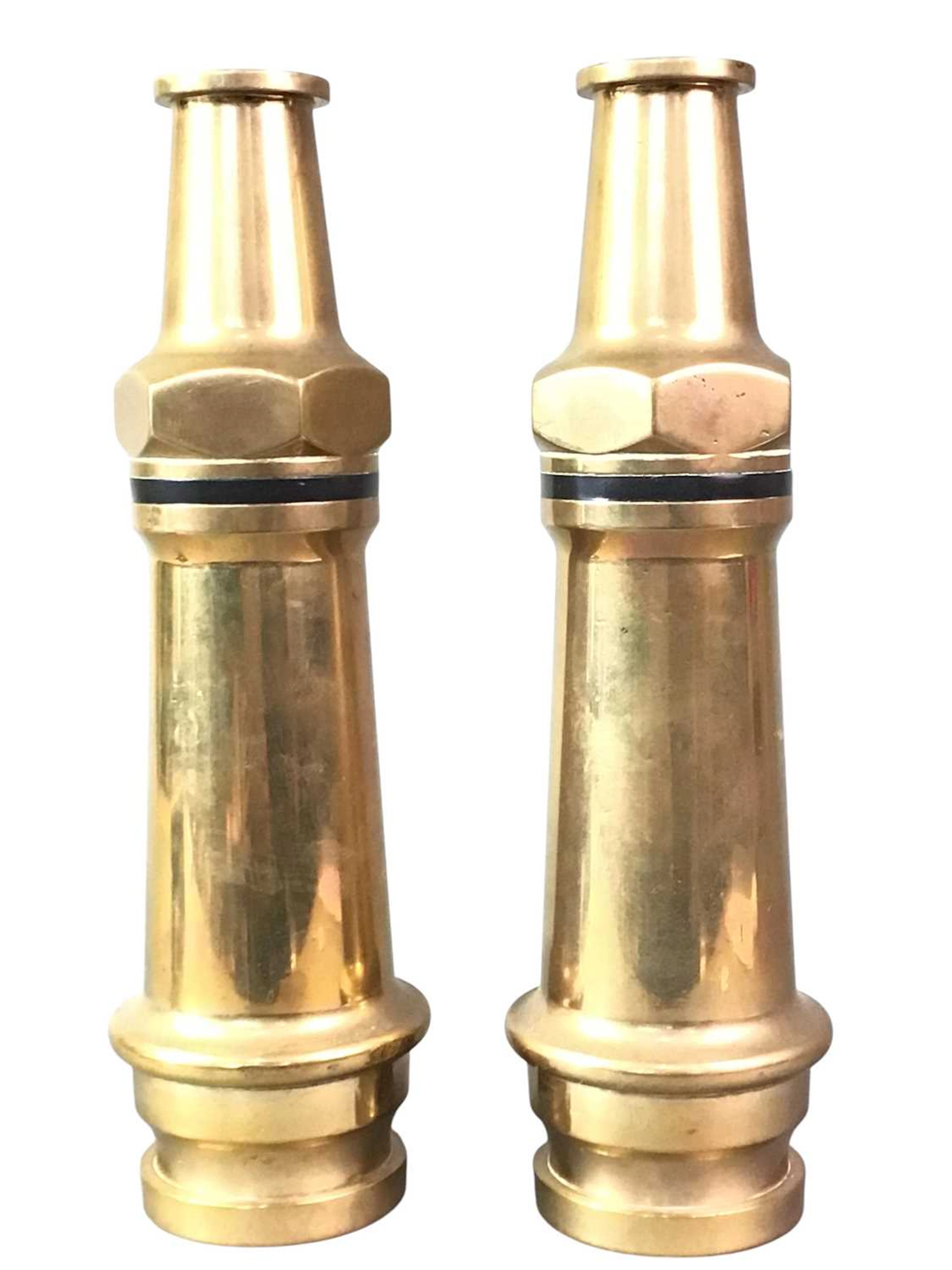 TWO VINTAGE BRASS HOSE NOZZLES EARLY / MID 20TH CENTURY
