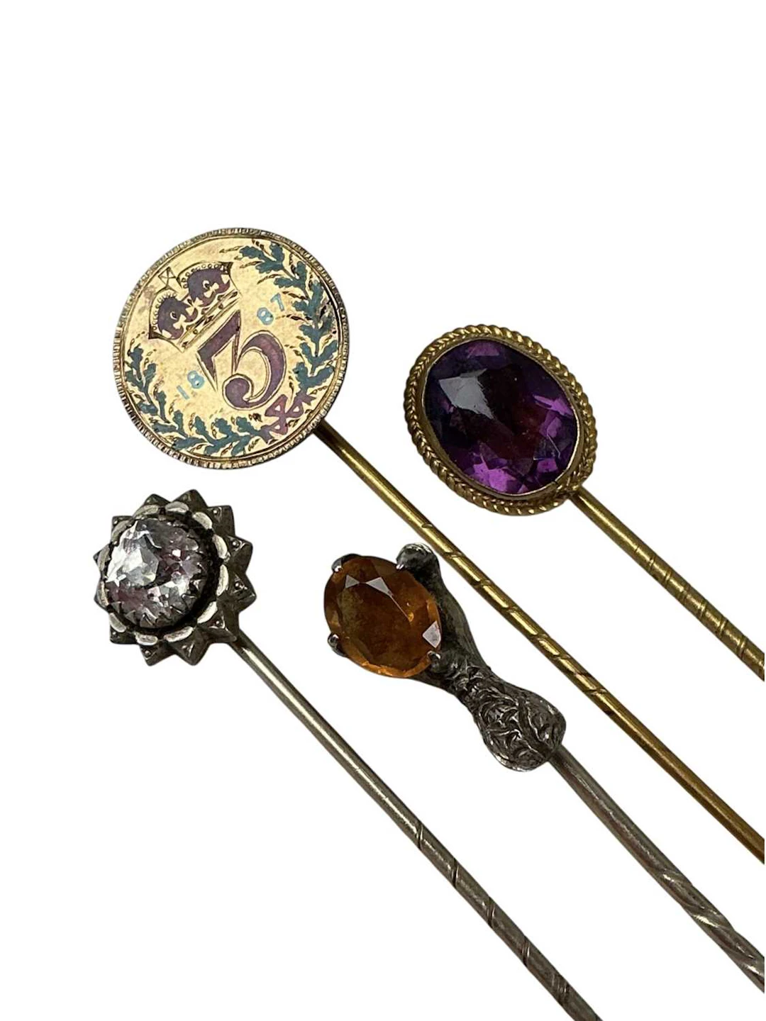 COLLECTION OF STICK PINS LATE 19TH CENTURY AND LATER