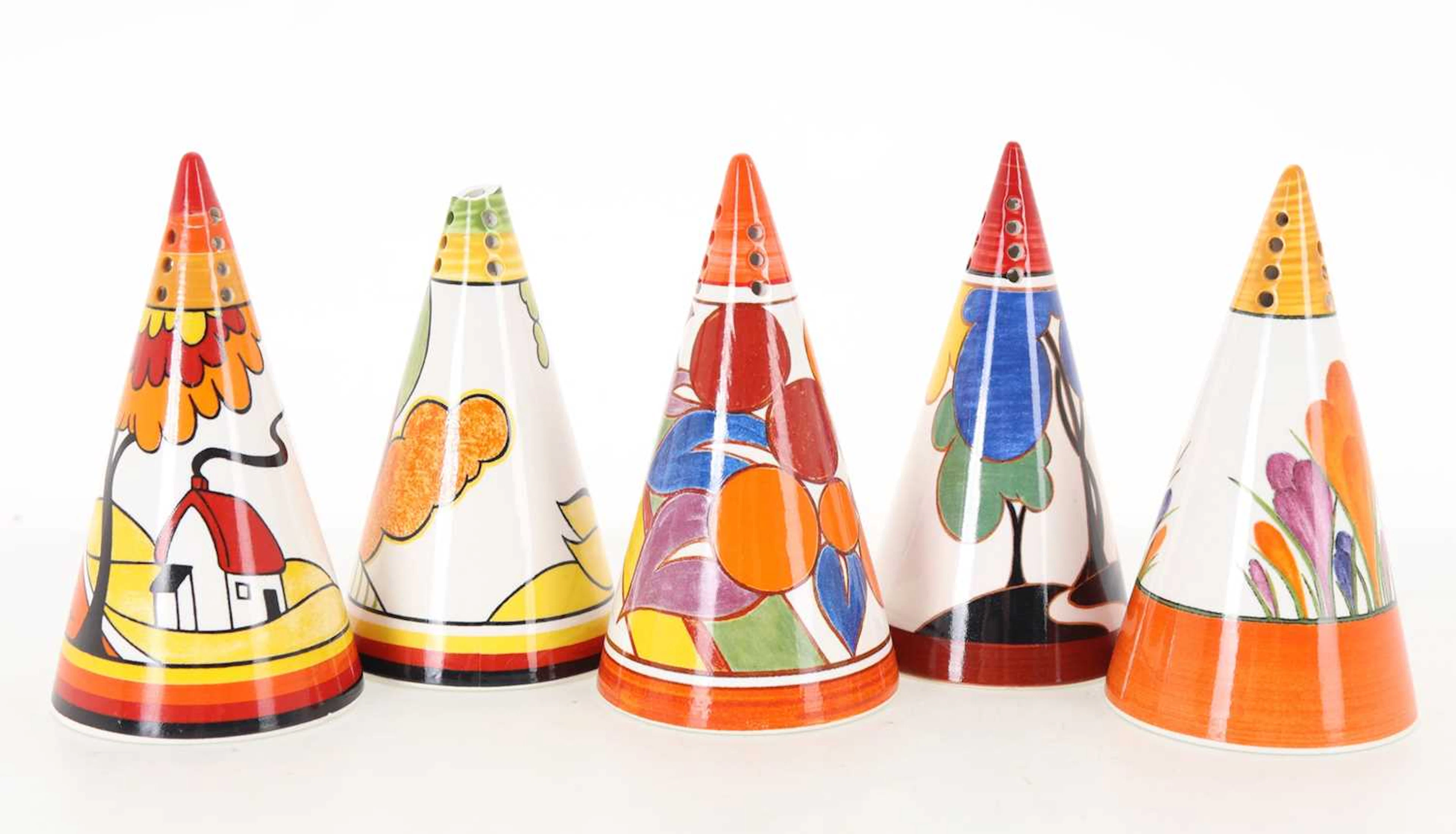 GROUP OF BRADEX CLARICE CLIFF SUGAR CASTERS LATE 20TH CENTURY