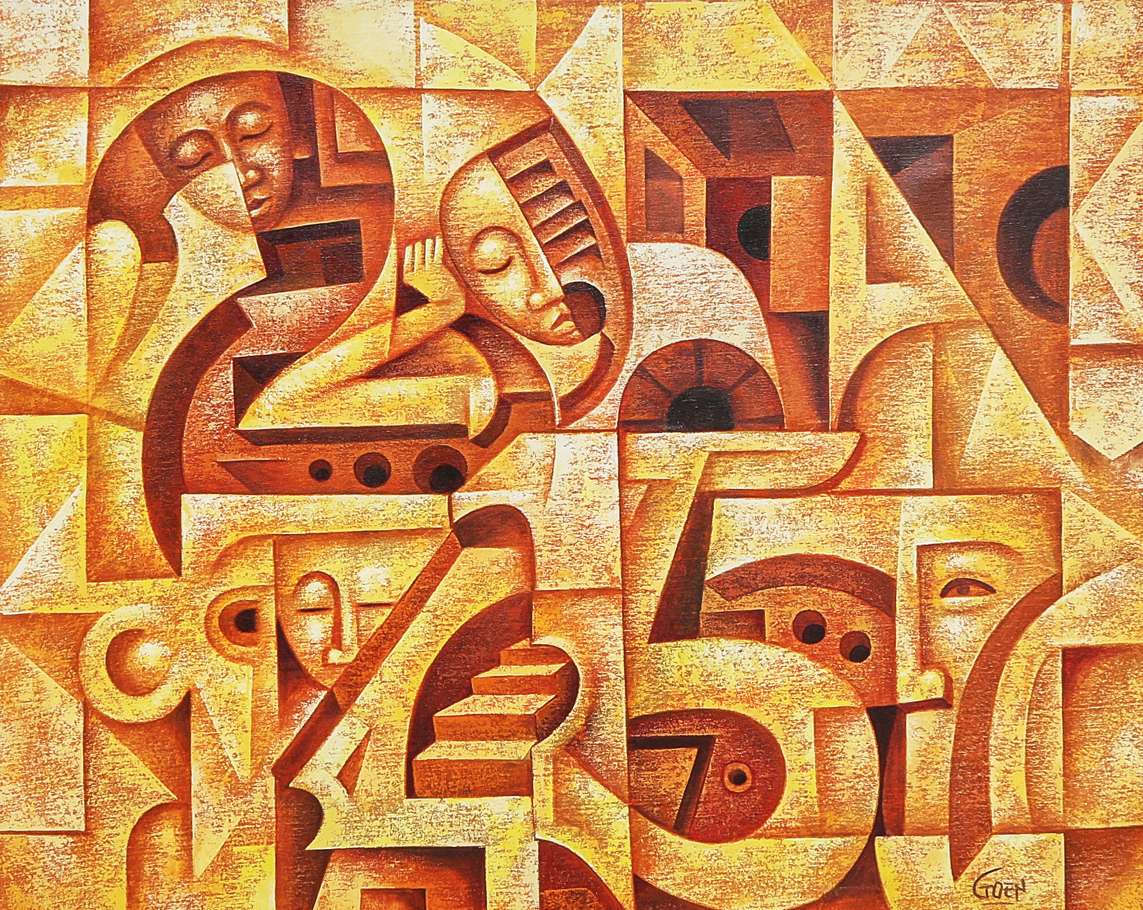 OLJEMÅLNING, Signerad Goenawan, "The Figure".