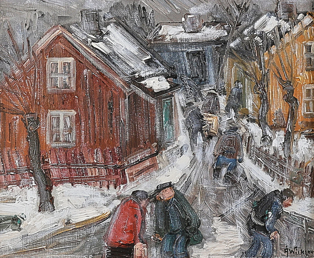 ÅKE WICKSTRÖM. Oljemålning, signerad, gatuscen, duk.
