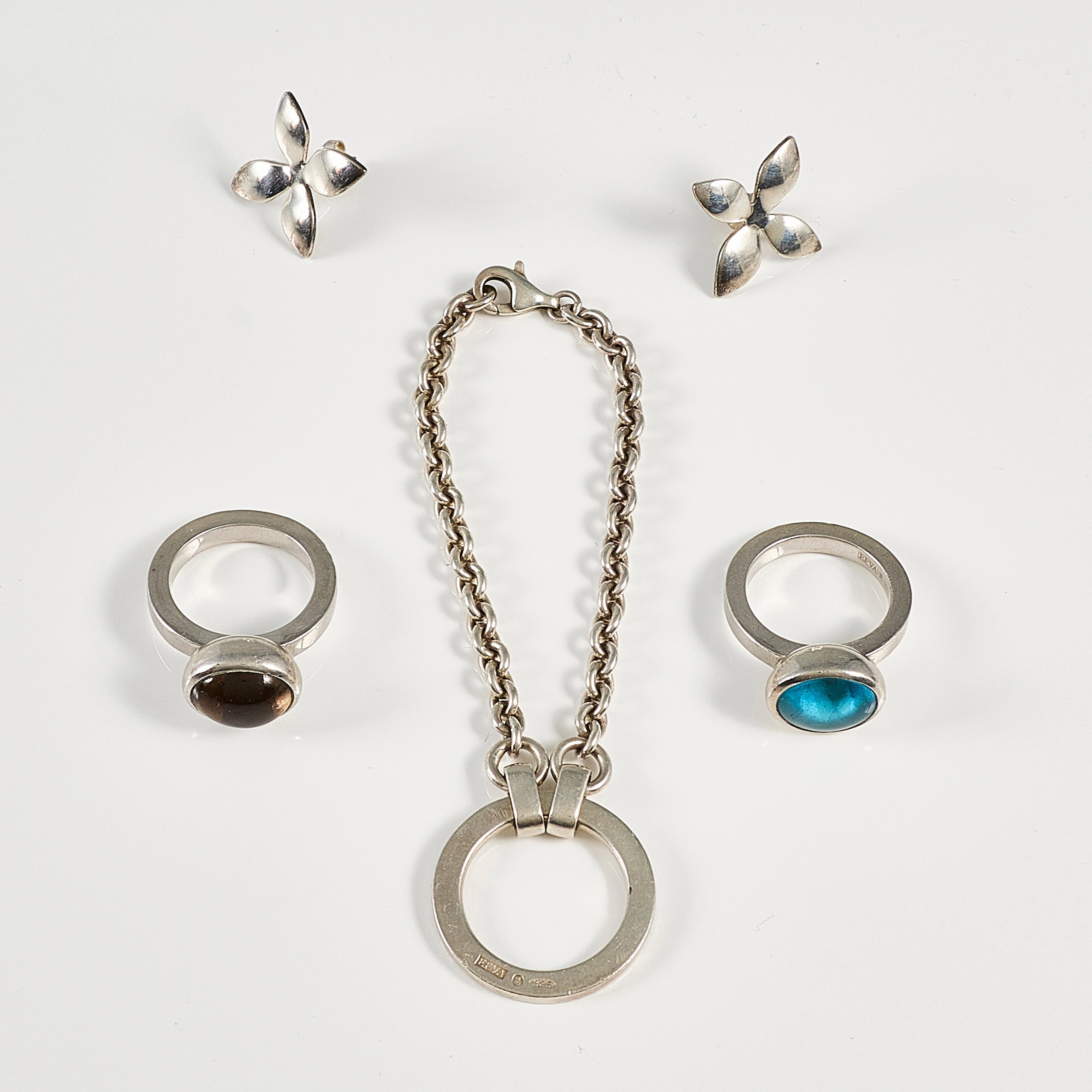 EFVA ATTLING. Ringar, armband, örhängen, 4 delar, sterlingsilver.