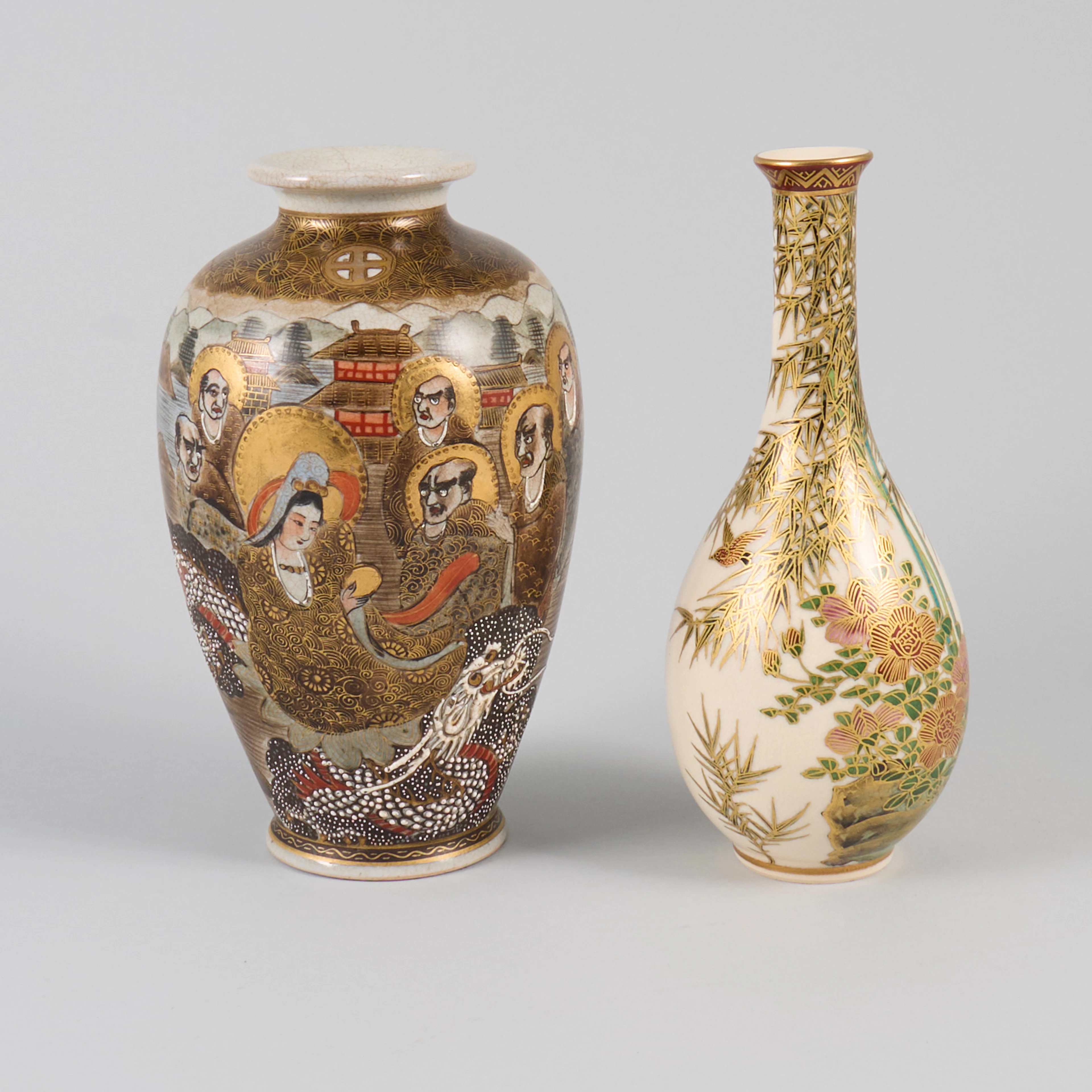 vaser, 2 st, Satsuma, Asien.