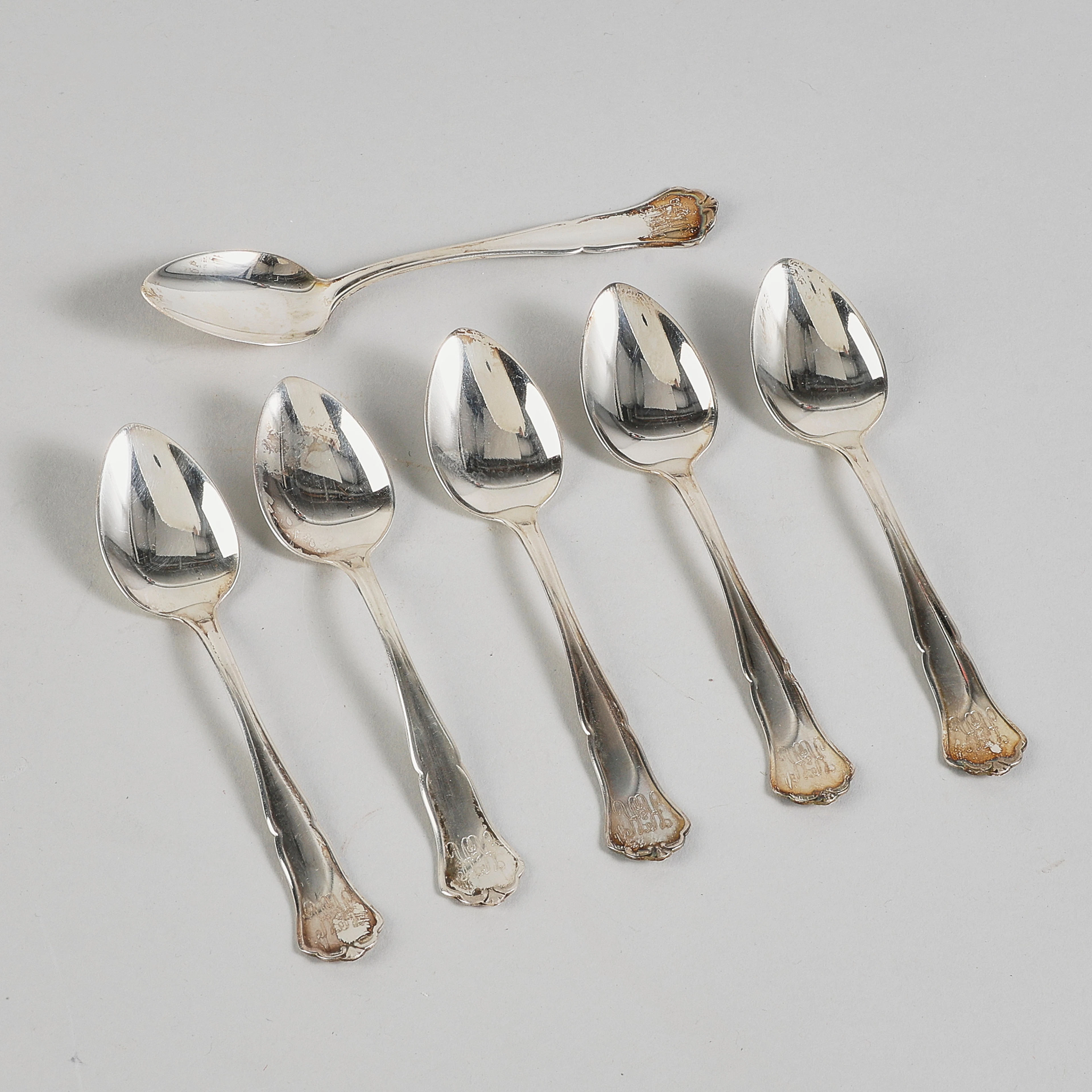 Kaffeskedar, 6 st, silver, vikt75 gr ca.