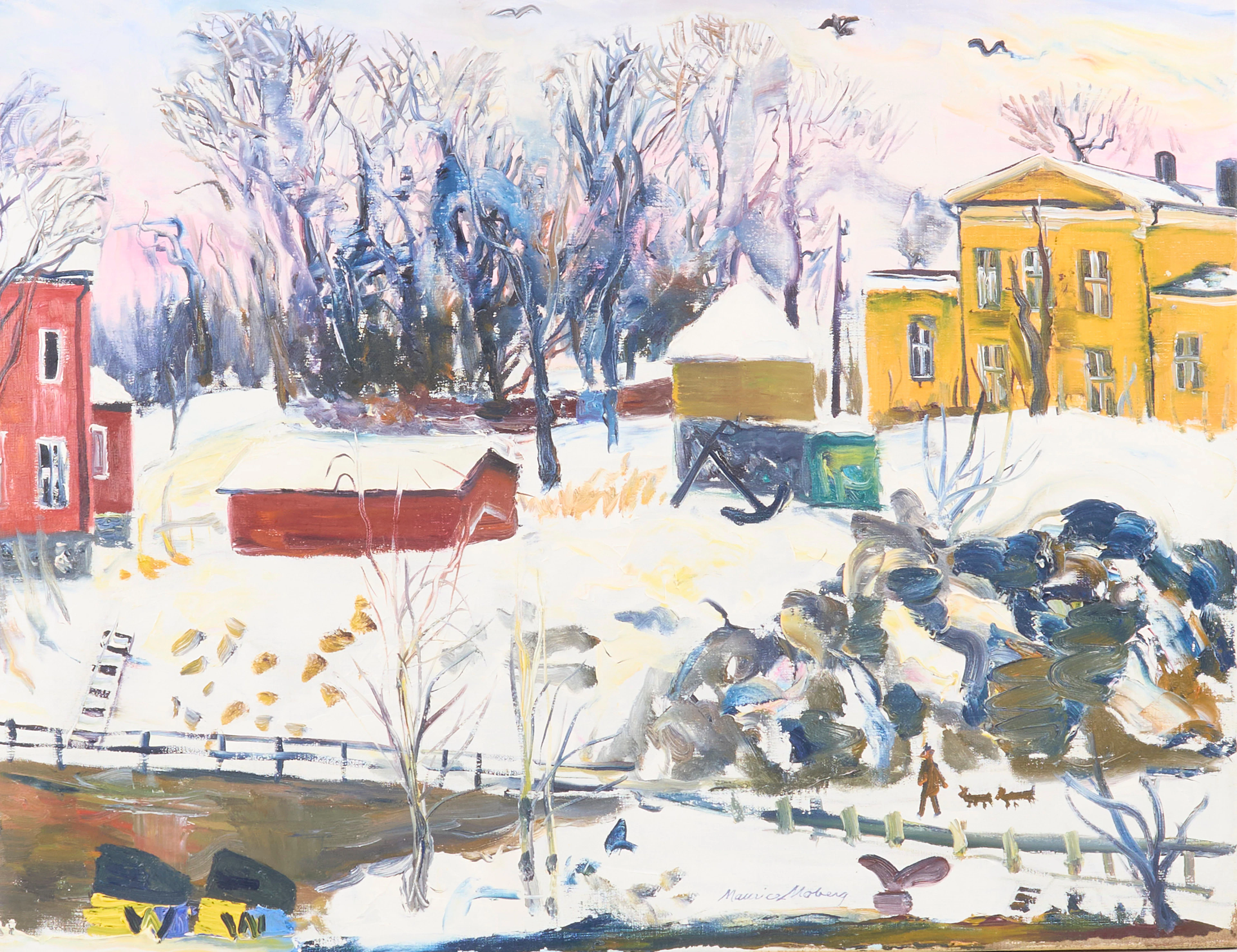 MAURICE MOBERG. Oljemålning, "Mot Beckholmen", duk, oramad, Signerad