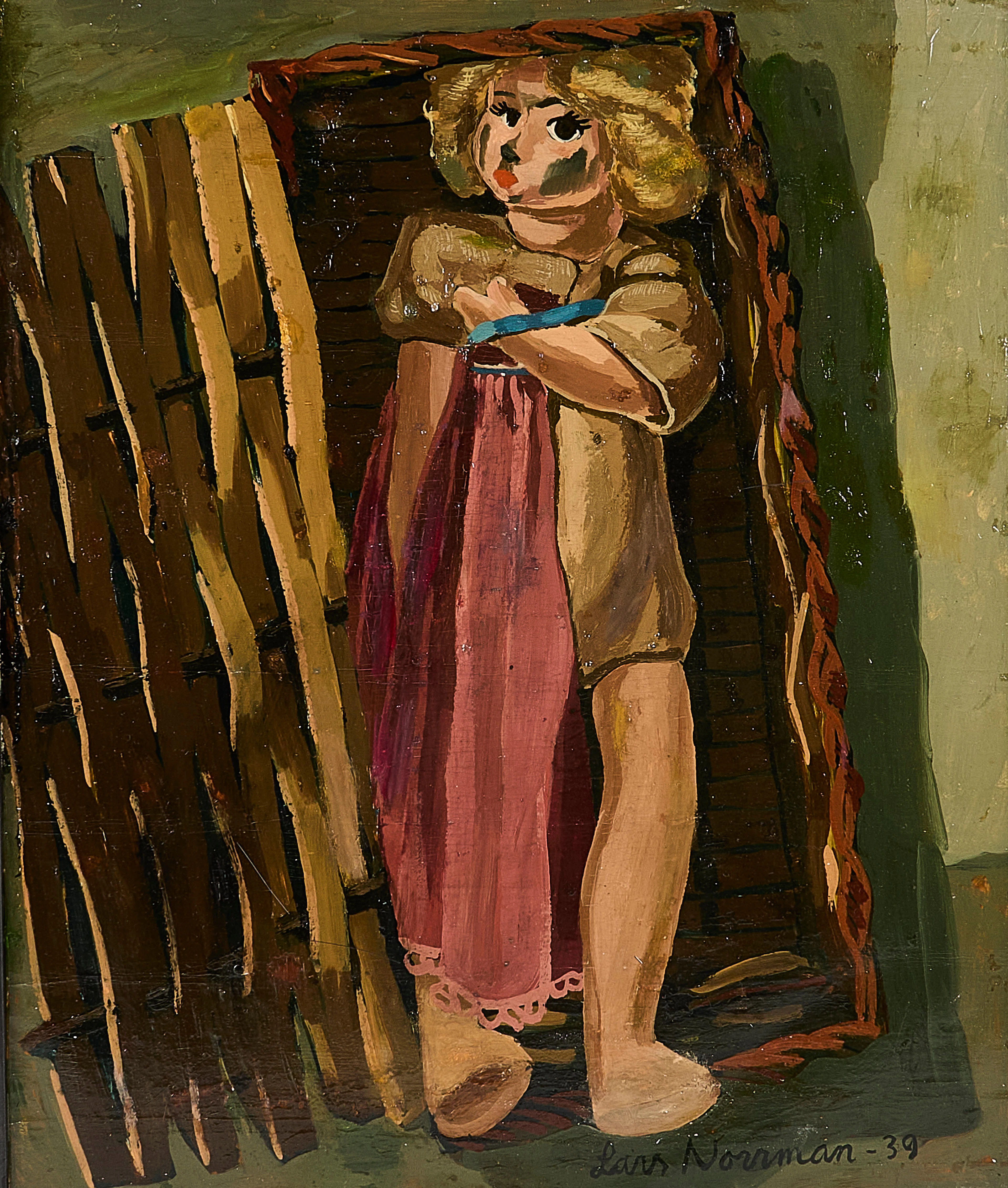 LARS NORRMAN. Oljemålning, signerad, daterad - 39, figurin, duk.