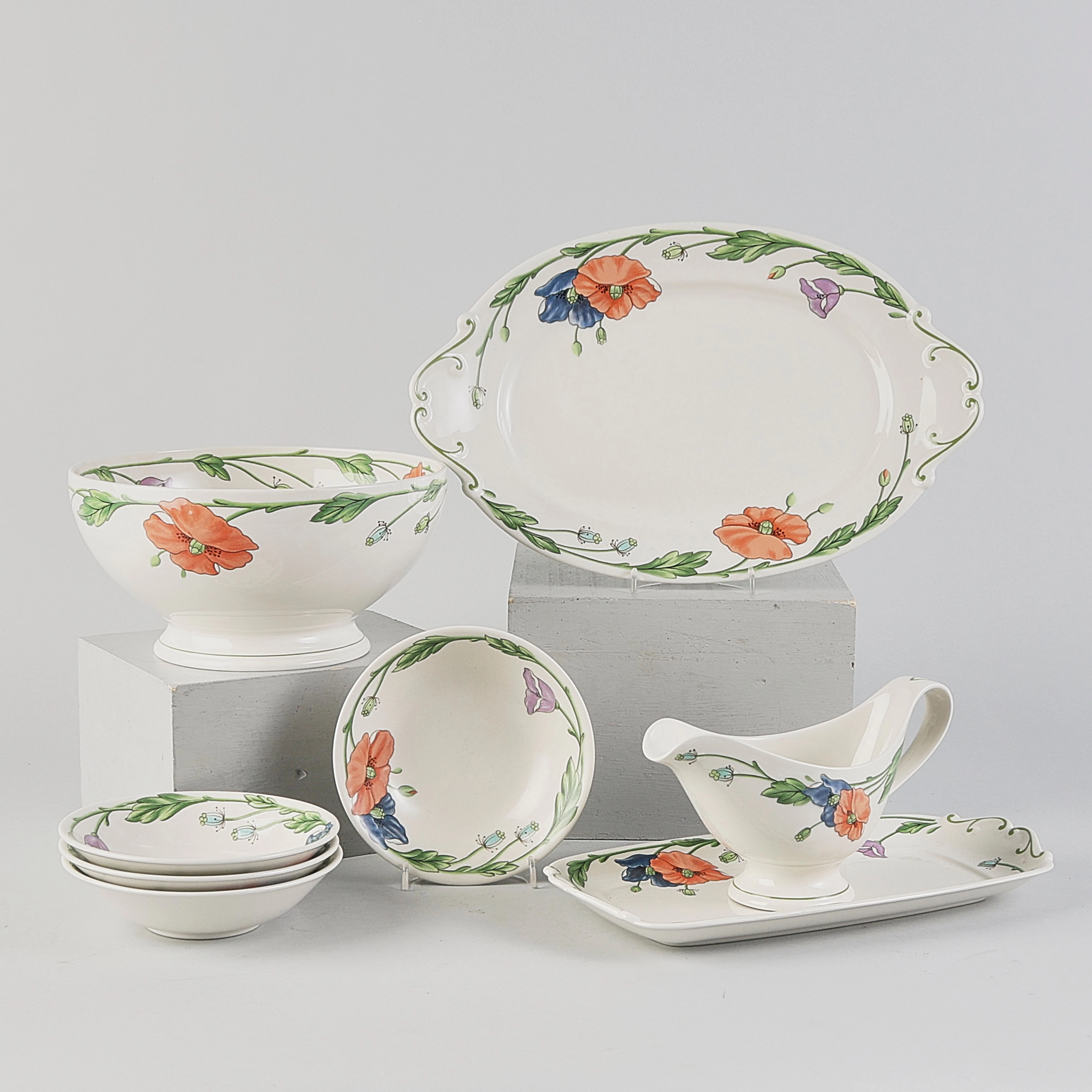 SERVISDELAR, 8 del, Villeroy & Boch, Amapola.