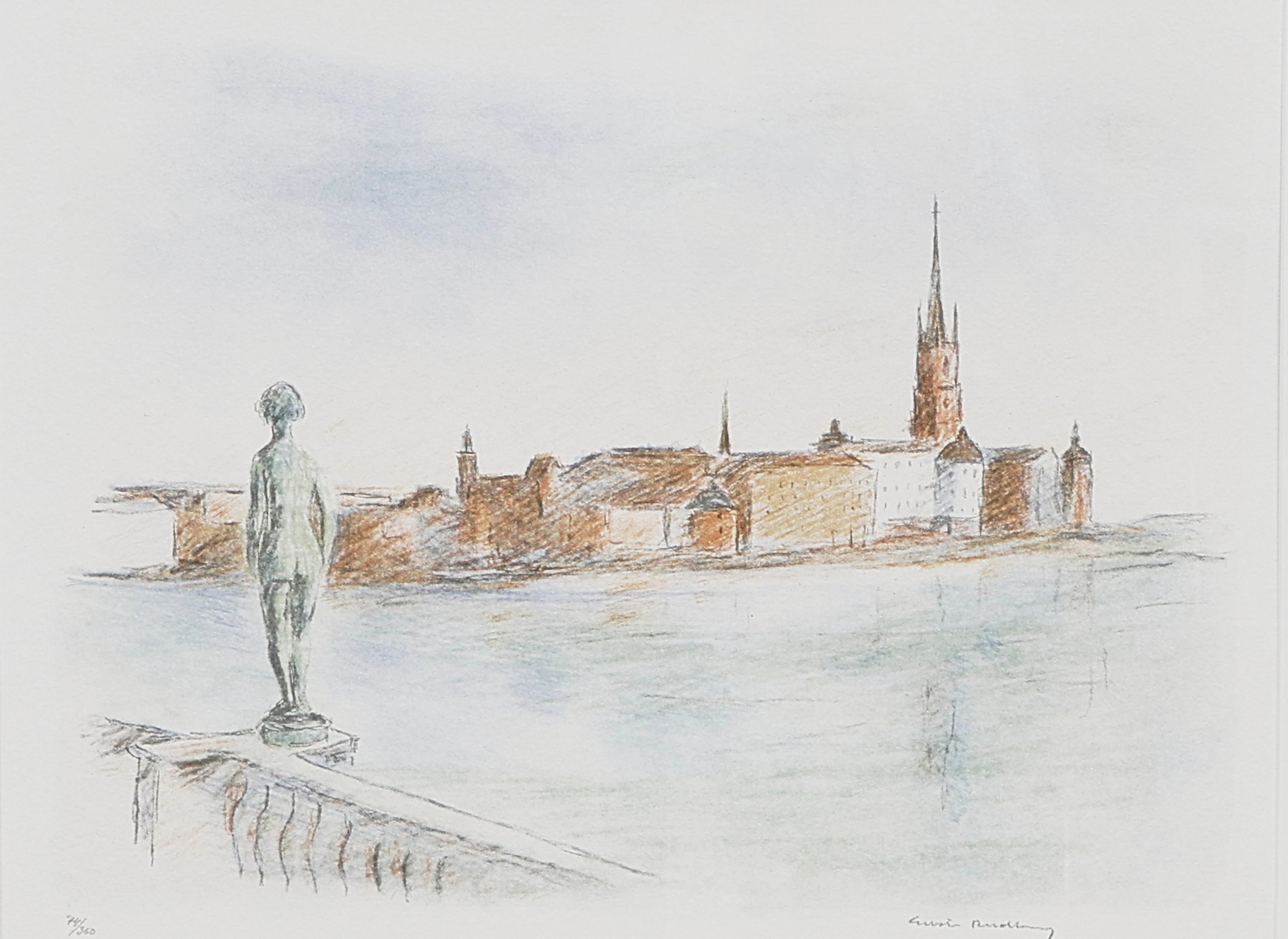 GUSTAV RUDBERG. Färglitografi, signerad, numrerad 74/360, Stockholm.