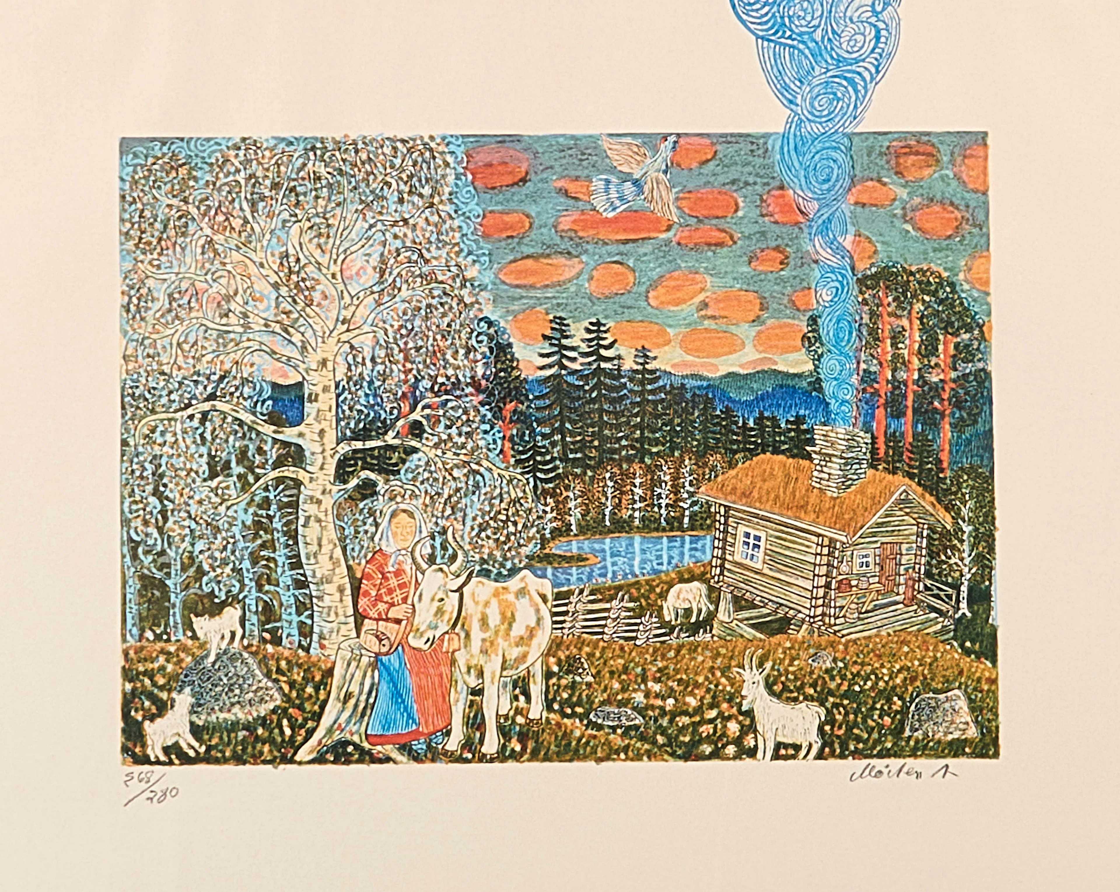MÅRTEN ANDERSSON. Färglitografi, signerad, numrerad 268/270, getvallning.