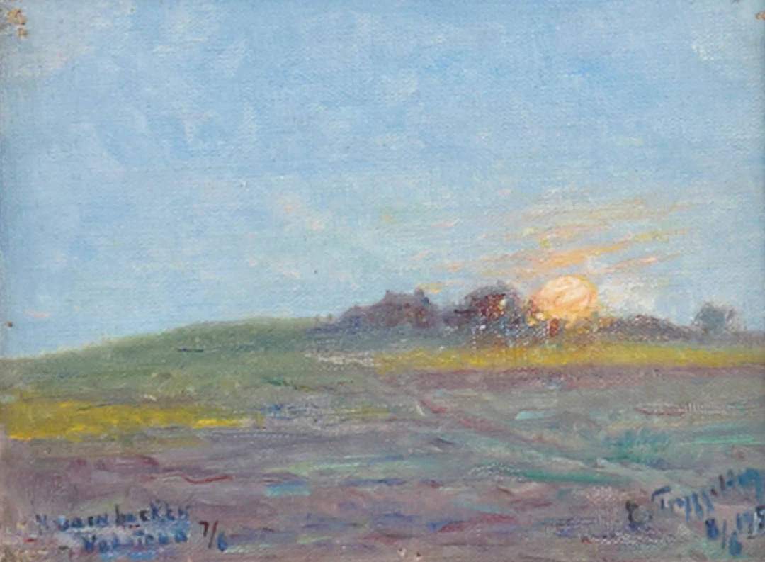 ERIK TRYGGELIN. Oljemålning, signerad 8/6 1952, "Kvarnbacken Vadstena".