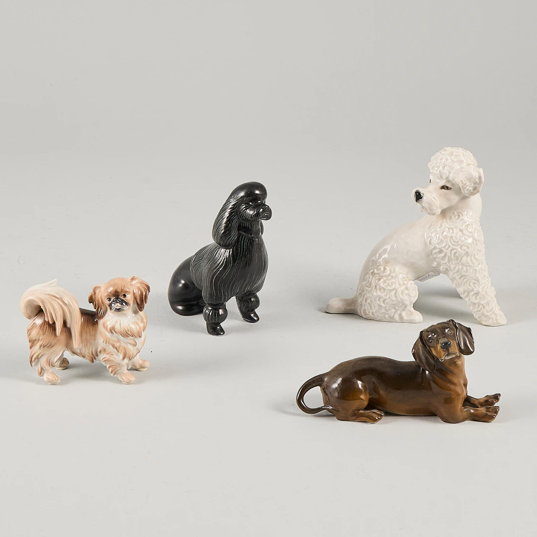 FIGURINER 4 ST, bla Rosenthal, Hundar.