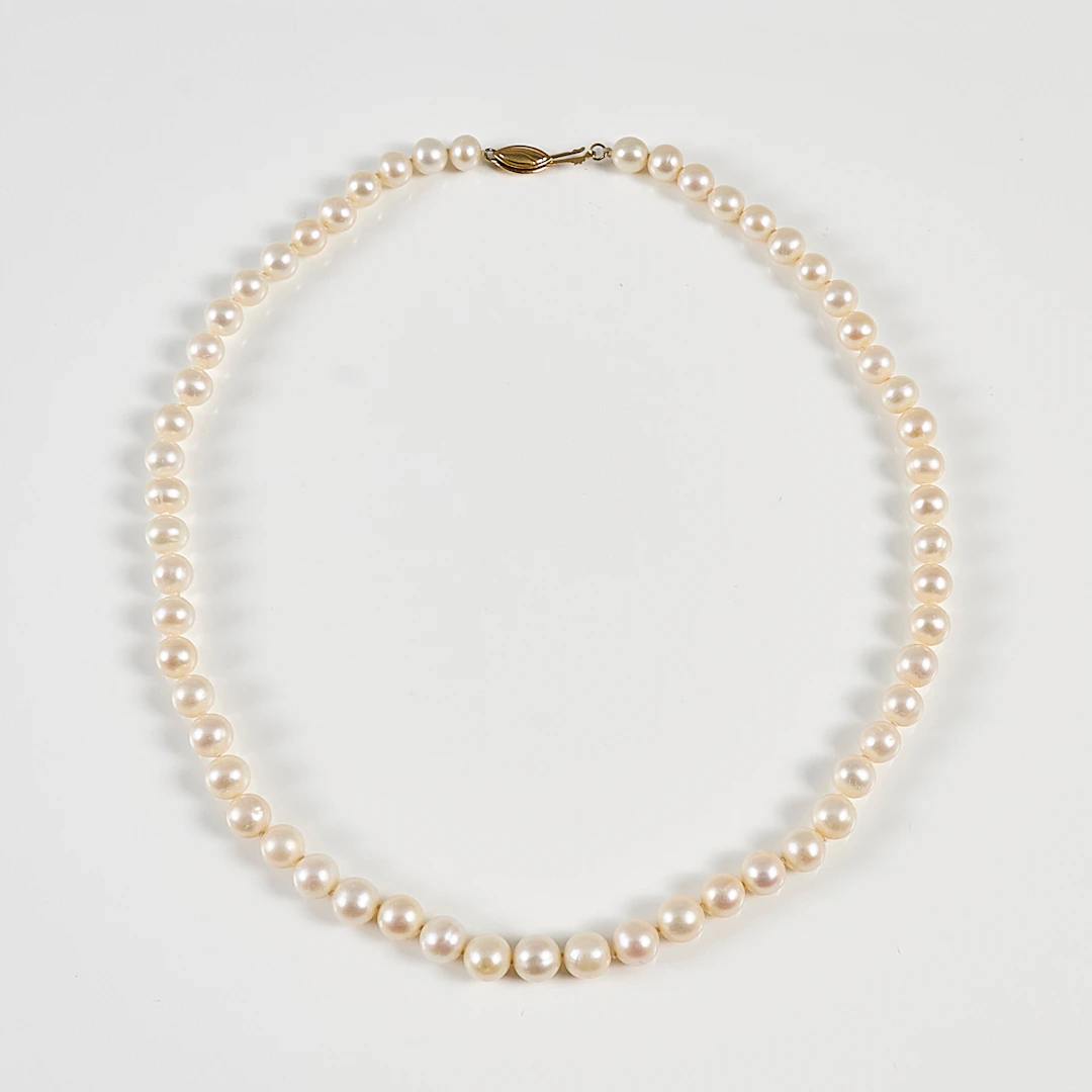 Pärlcollier, Lås 14k.