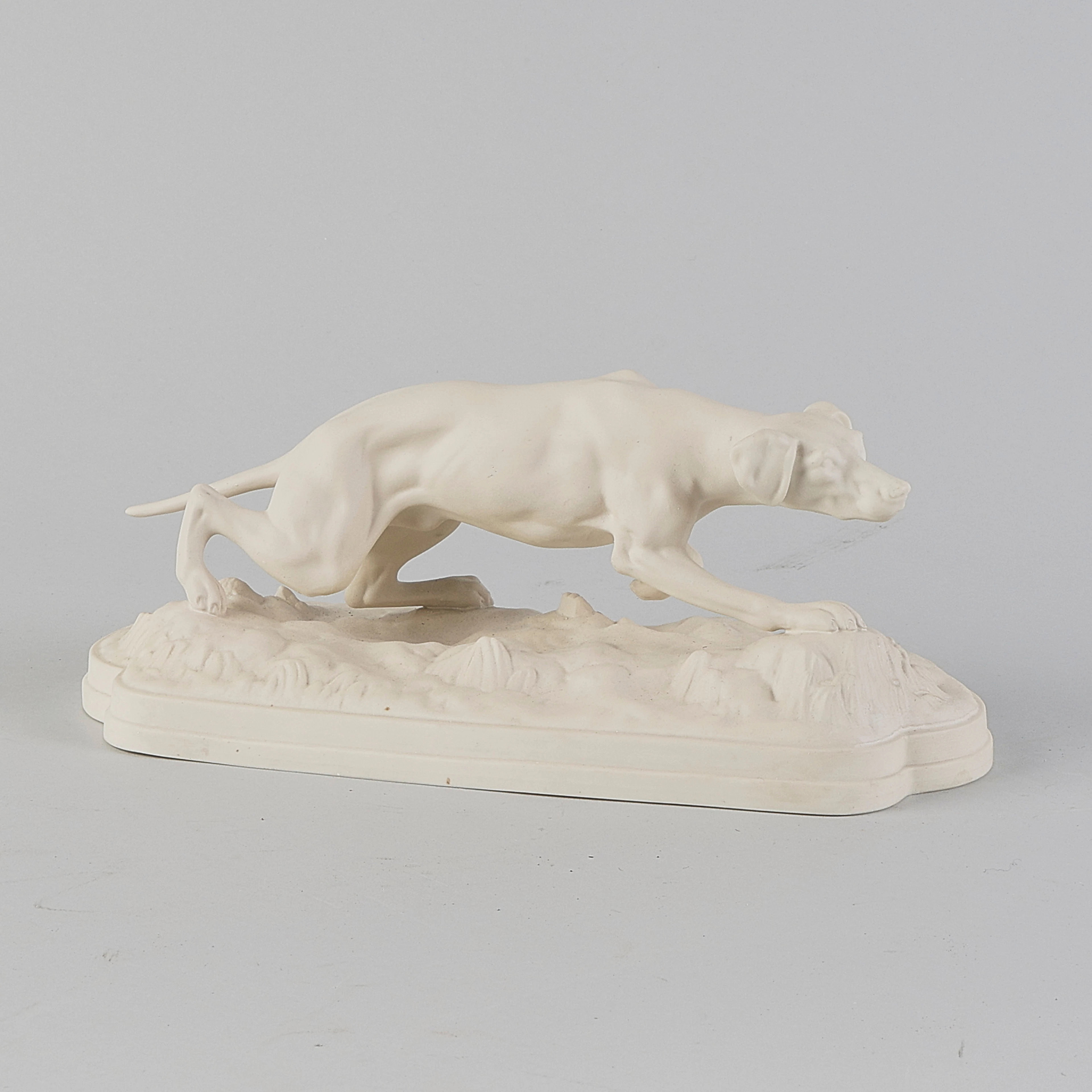 Skulptur, Parian, Gustavsberg, 1912, Jakthund.