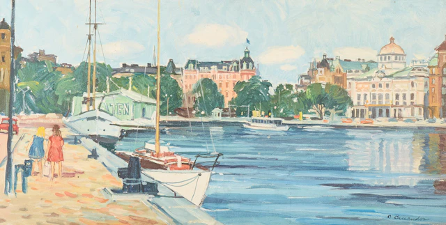 Oljemålning, signerad, Stockholmsmotiv.