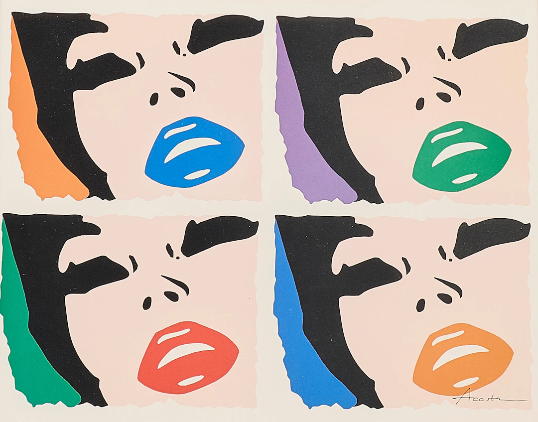JOHNNY ACOSTA. Serigrafi, Signerad "Faces" Silkscreen.