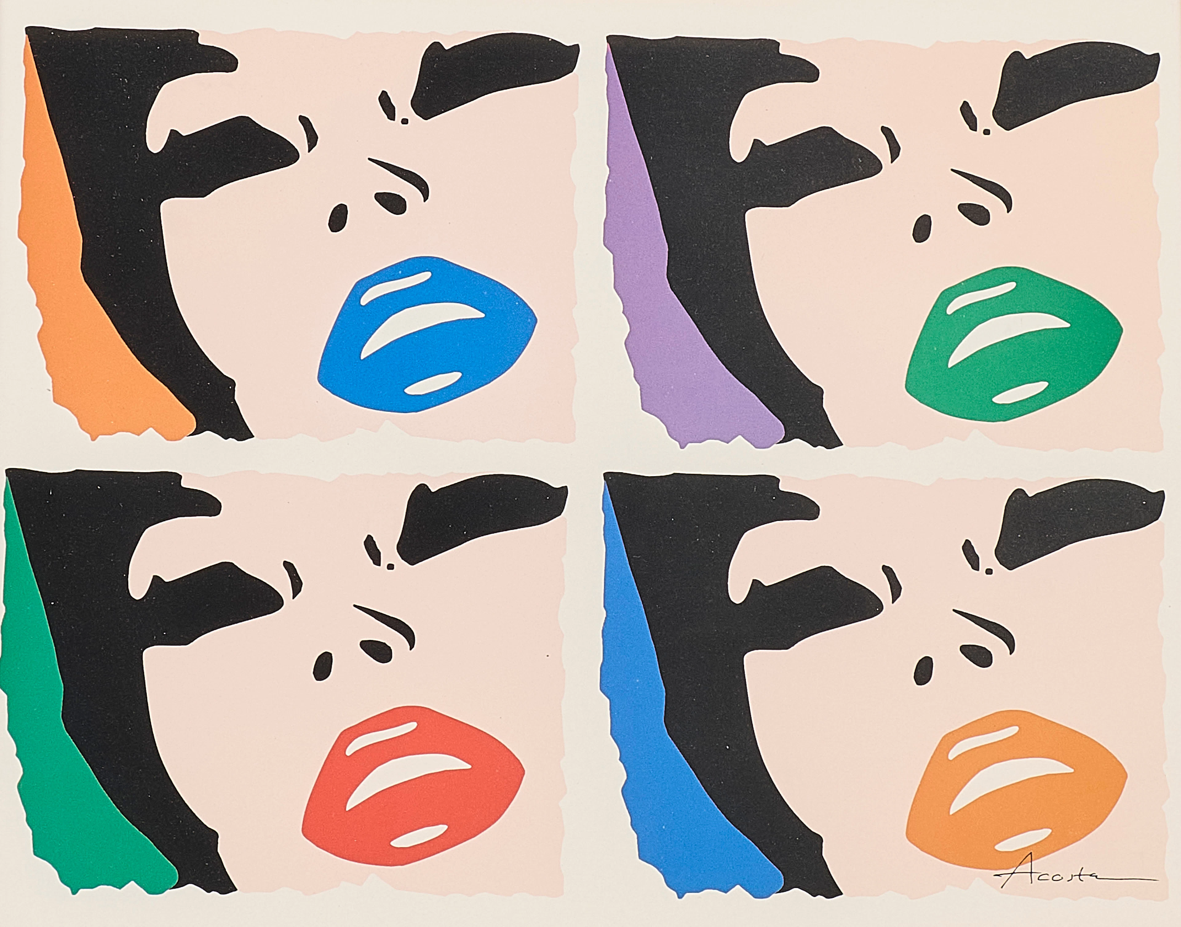 JOHNNY ACOSTA. Serigrafi, Signerad "Faces" Silkscreen.