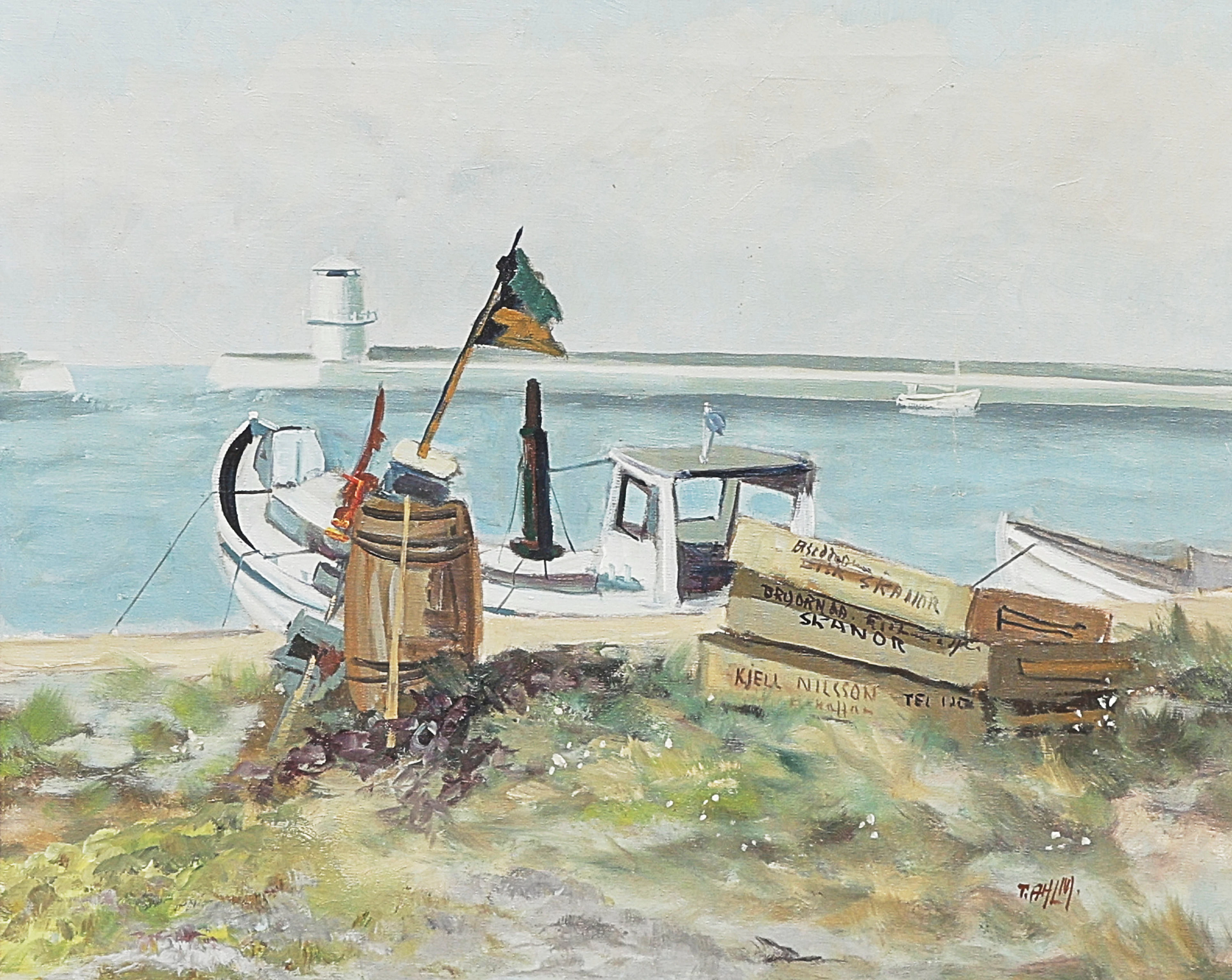 TAGE RUDOLF AHLM. Oljemålning, signerad, Skanör, duk.