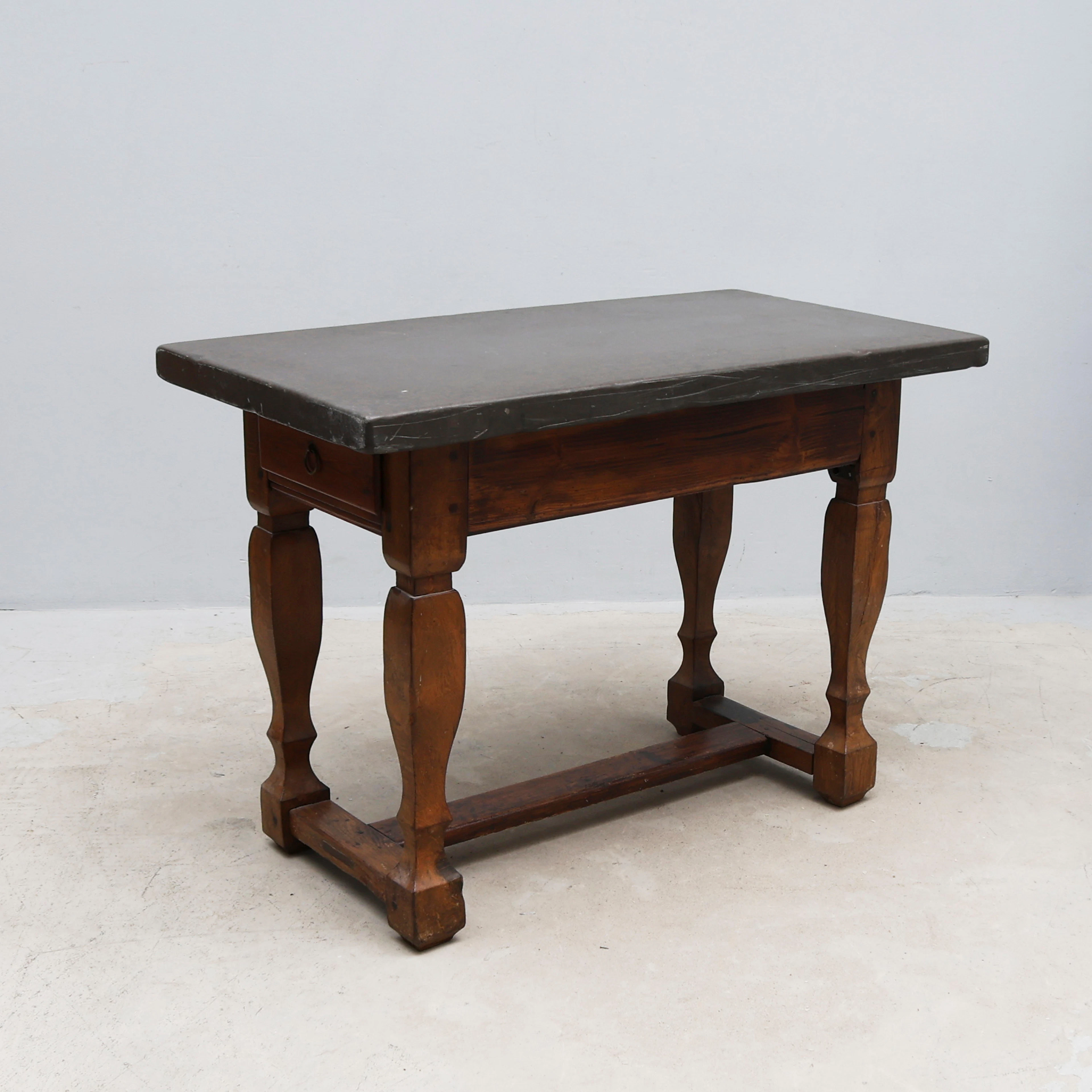 Bord med låda, Barockstil, 1800-tal, med stenskiva.