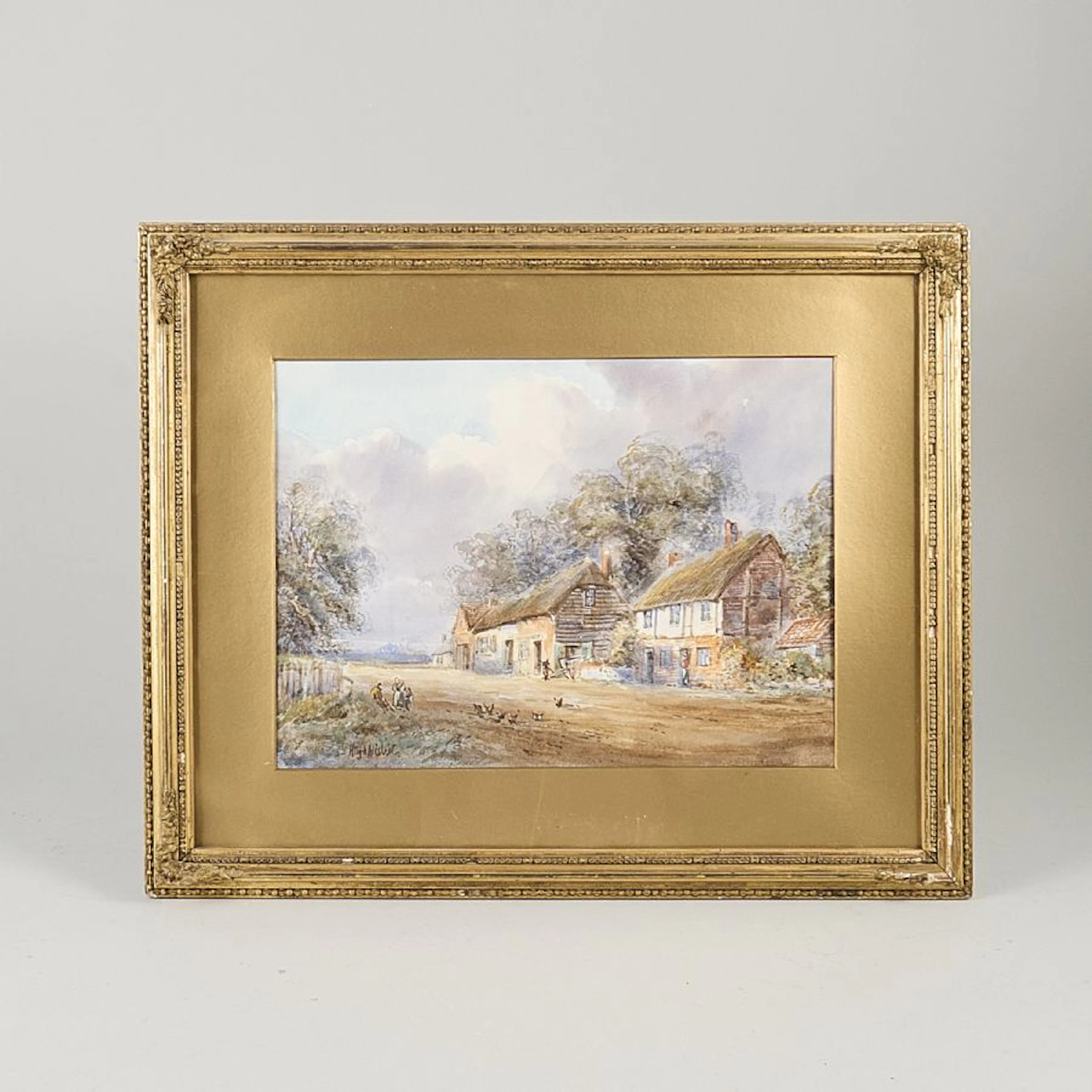 Akvarell, 1800-tal. Signerad