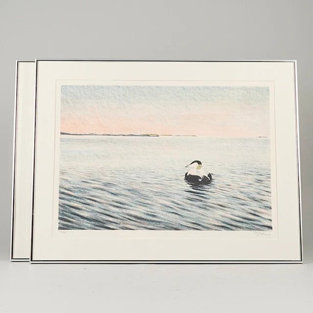 BJÖRN LINDROTH. Färglitografier 2 st, Skärgård, signerade, 23/360.