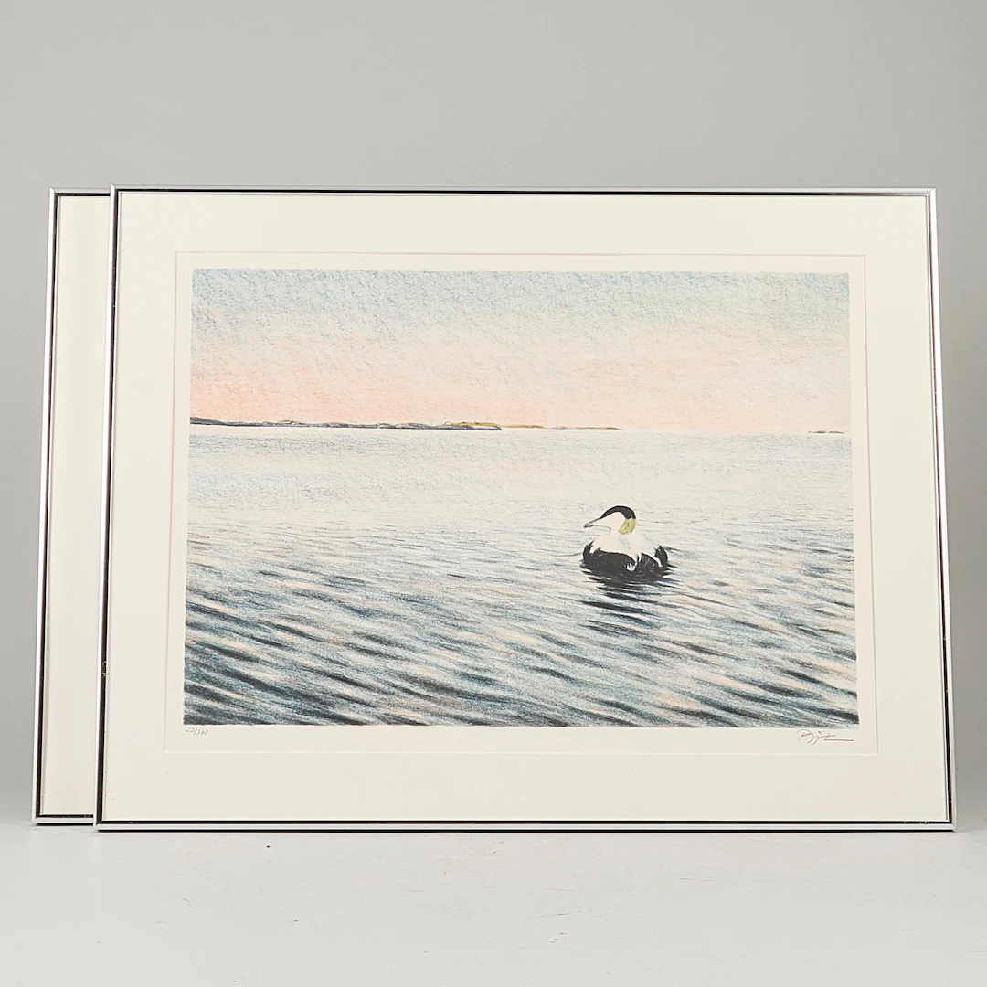 BJÖRN LINDROTH. Färglitografier 2 st, Skärgård, signerade, 23/360.