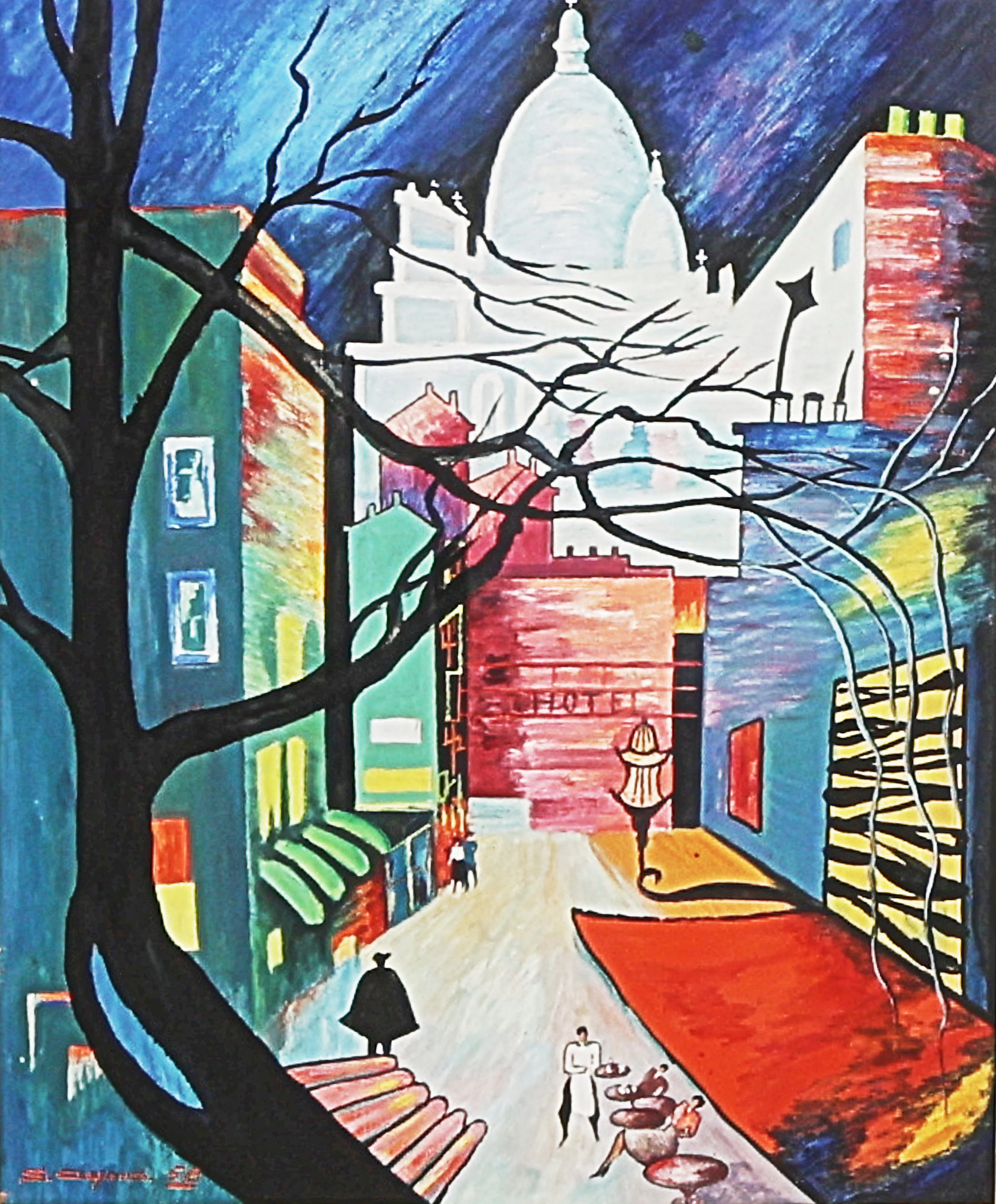 JAN SIGFRID ALFONS CARLSSON. Oljemålning, Signerad, 1956, stadsbild.