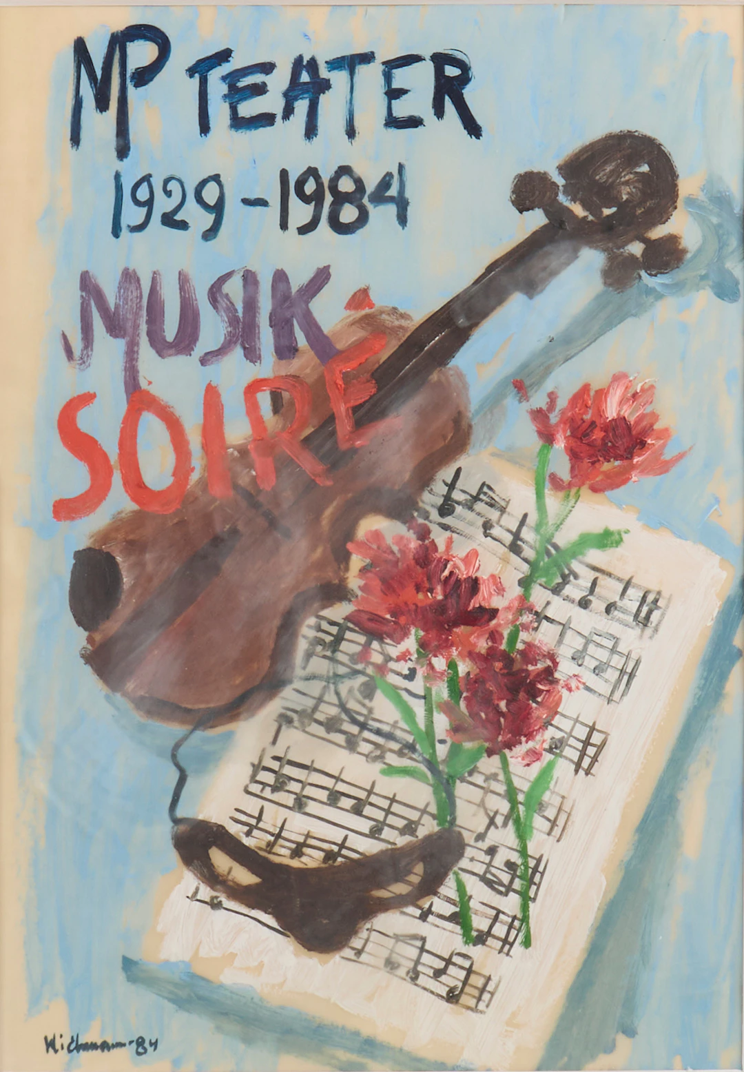 HARRY WICHMANN. Blandteknik, signerad -84 "MP teater 1929-1984".