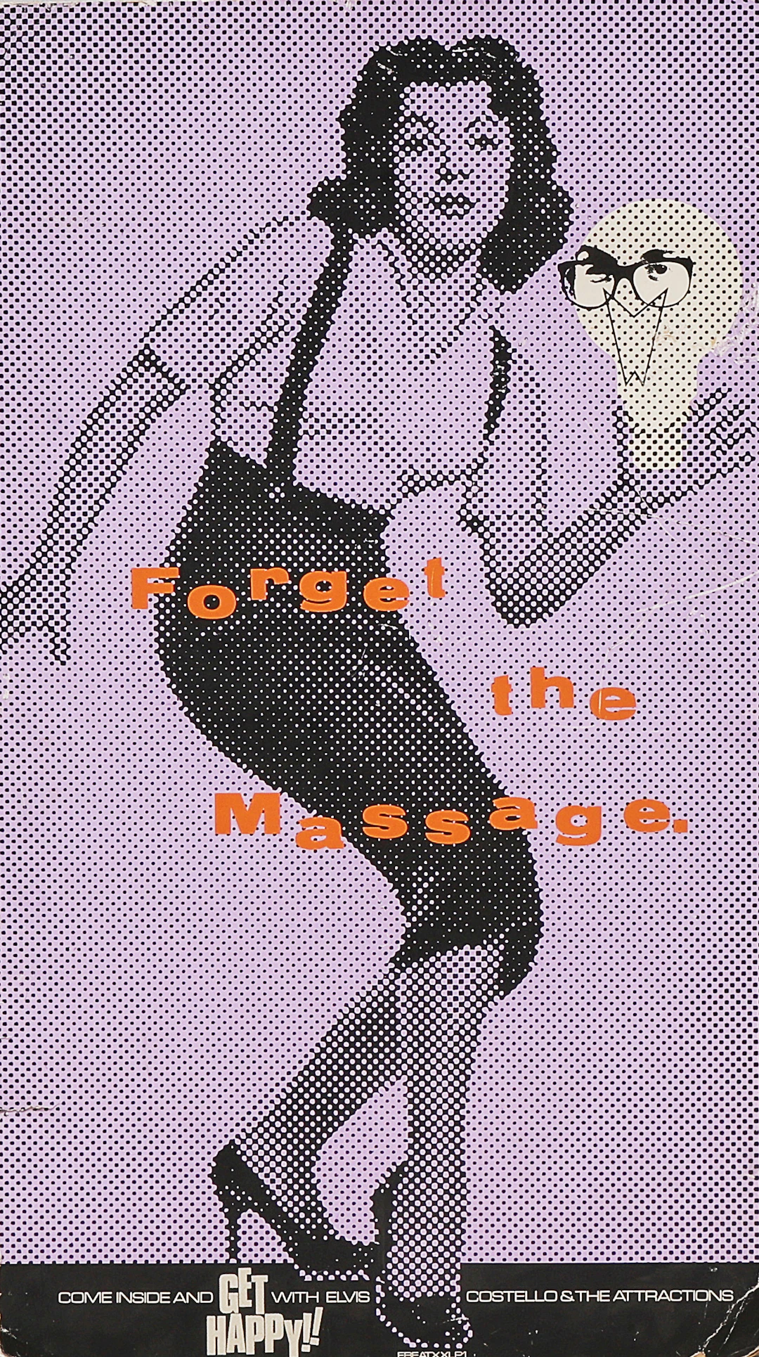 AFFISCH, papp, "Forget the massage", Elvis Costello.