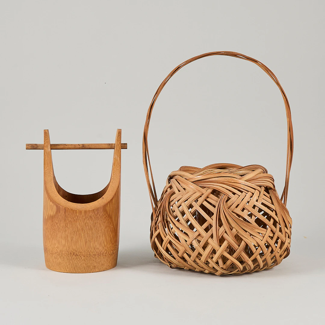 IKEBANA korg + kärl, Ikebana, 2 st, Japan.
