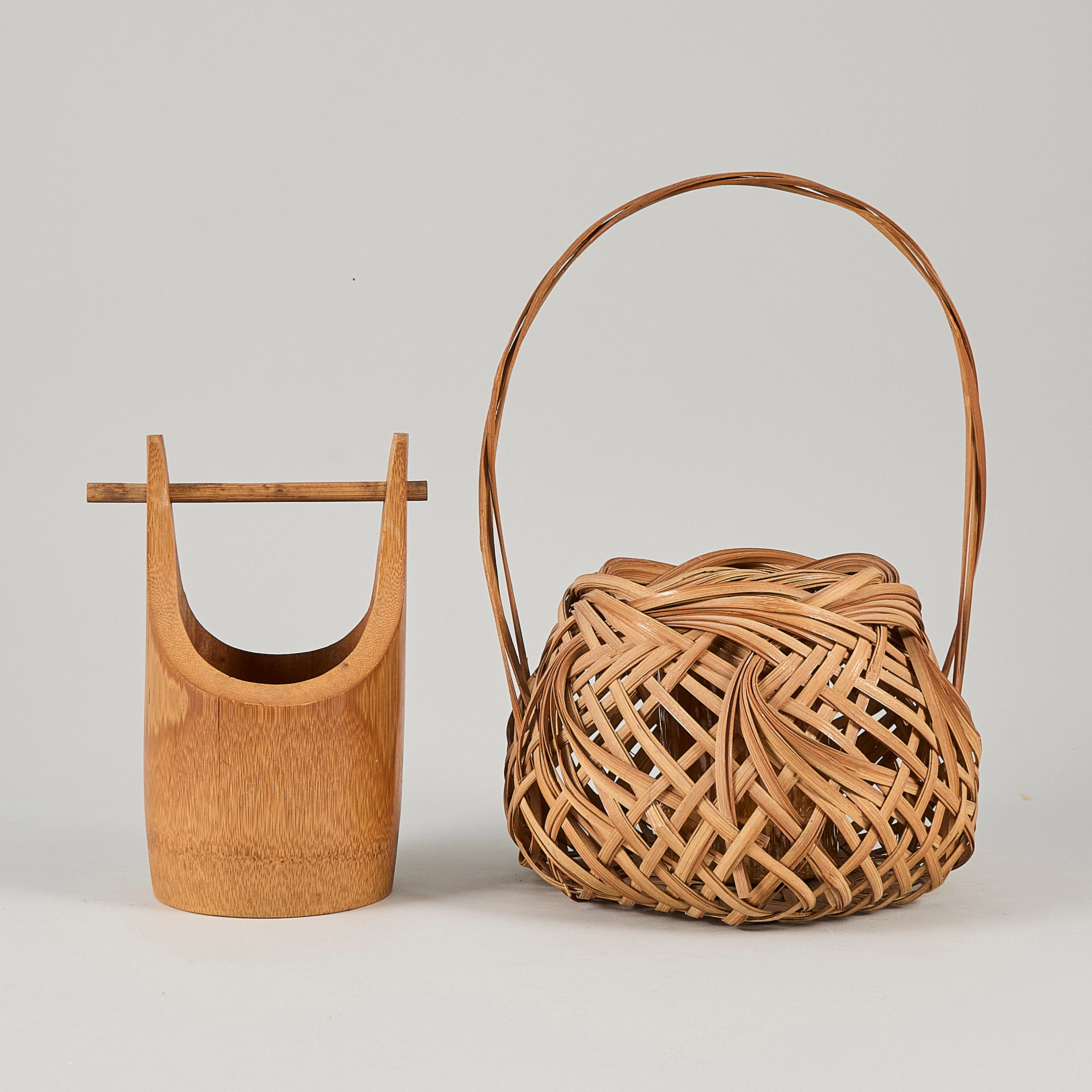 IKEBANA korg + kärl, Ikebana, 2 st, Japan.