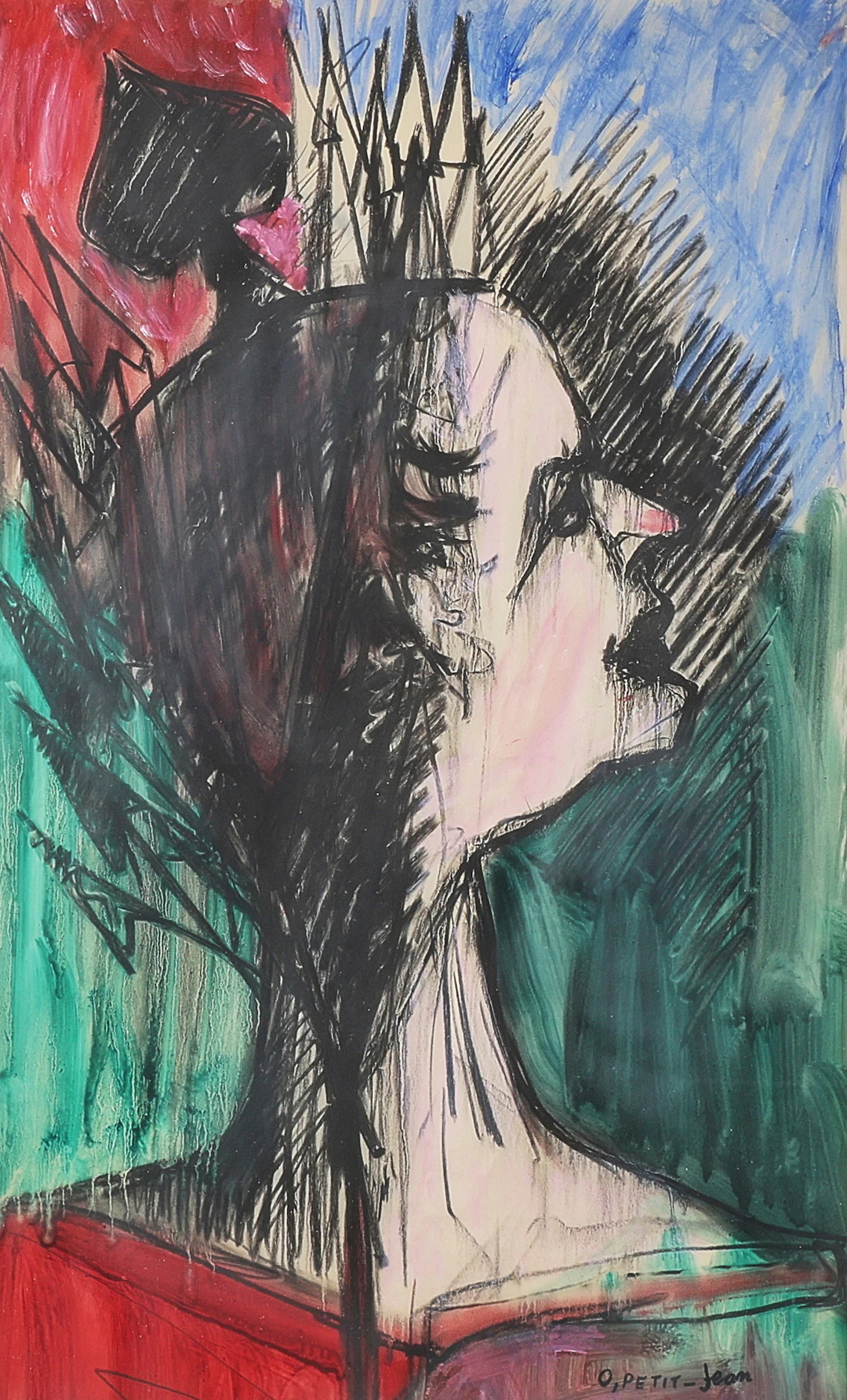 ODETTE PETIT-JEAN. Pastell, signerad, porträtt.